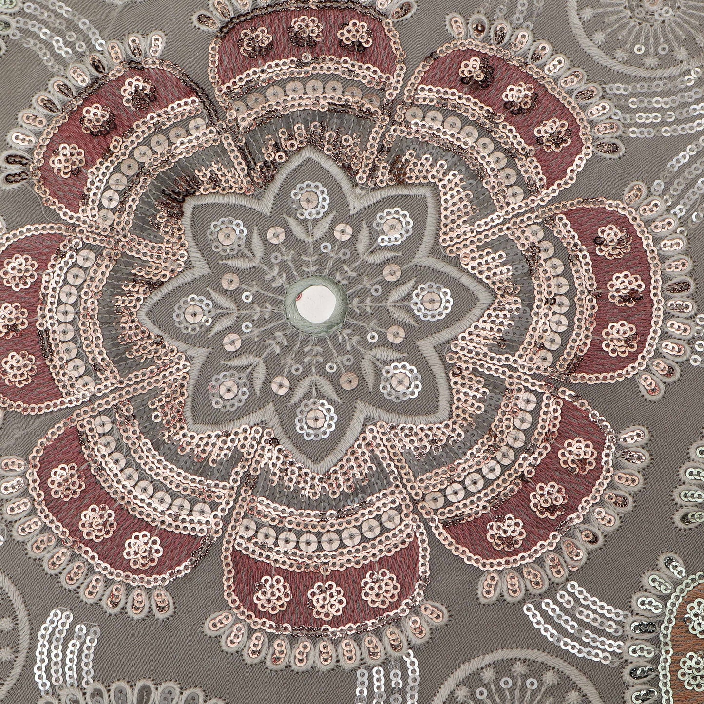 White Color Georgette Sequins Embroidery Fabric