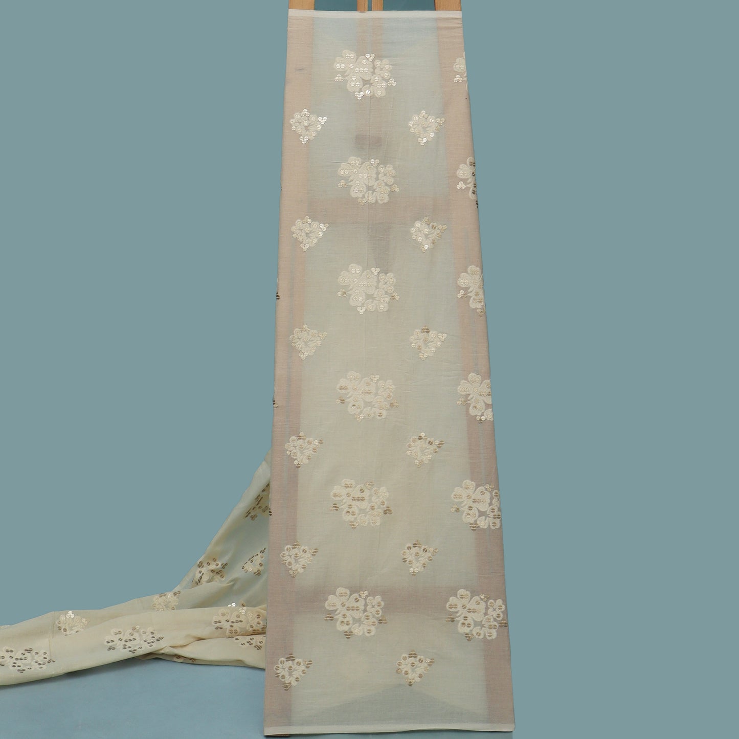 Off White Color Cotton Embroidery Fabric