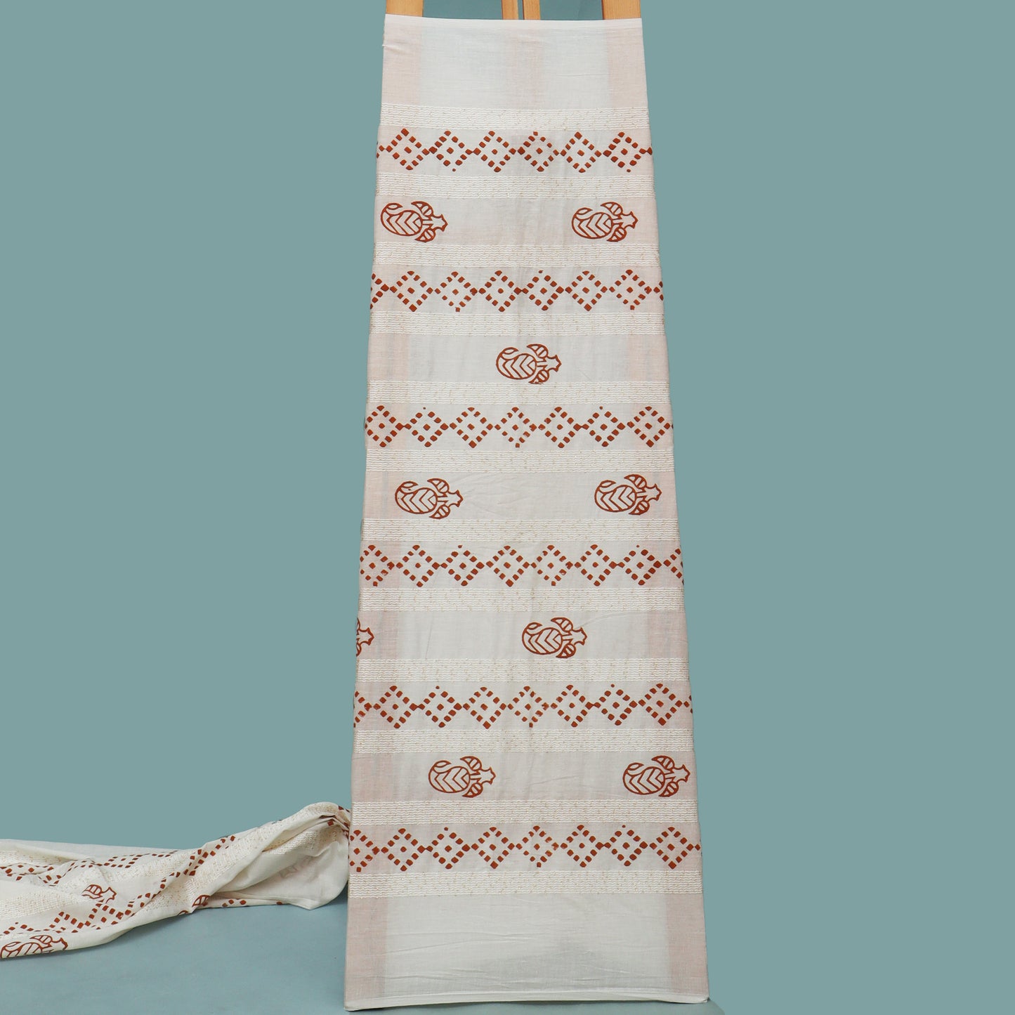 Off White Color Cotton Embroidery Fabric