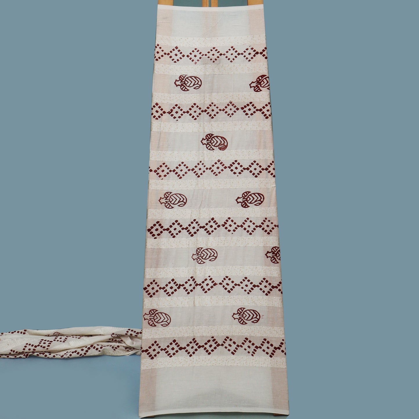 Off White Color Cotton Embroidery Fabric