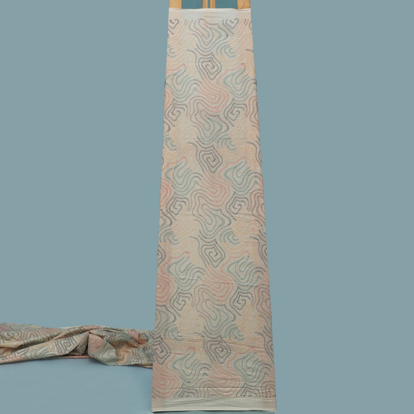 Cream Color Kora Cotton Embroidery Fabric