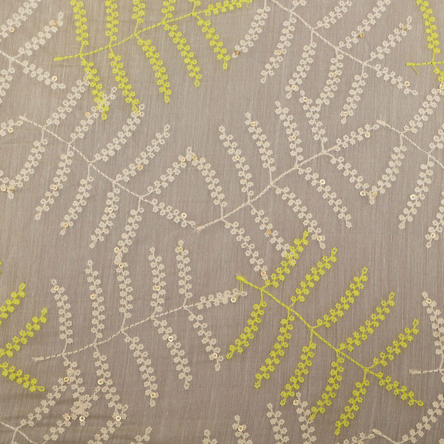 Off-White Color Chanderi Embroidery Fabric