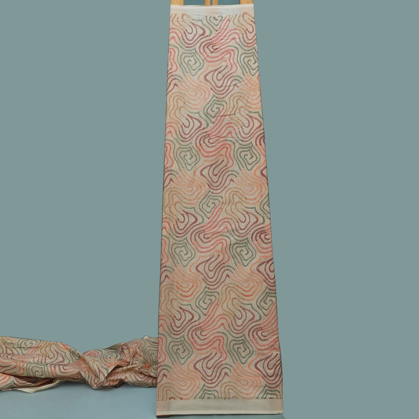 Cream Color Kora Cotton Embroidery Fabric