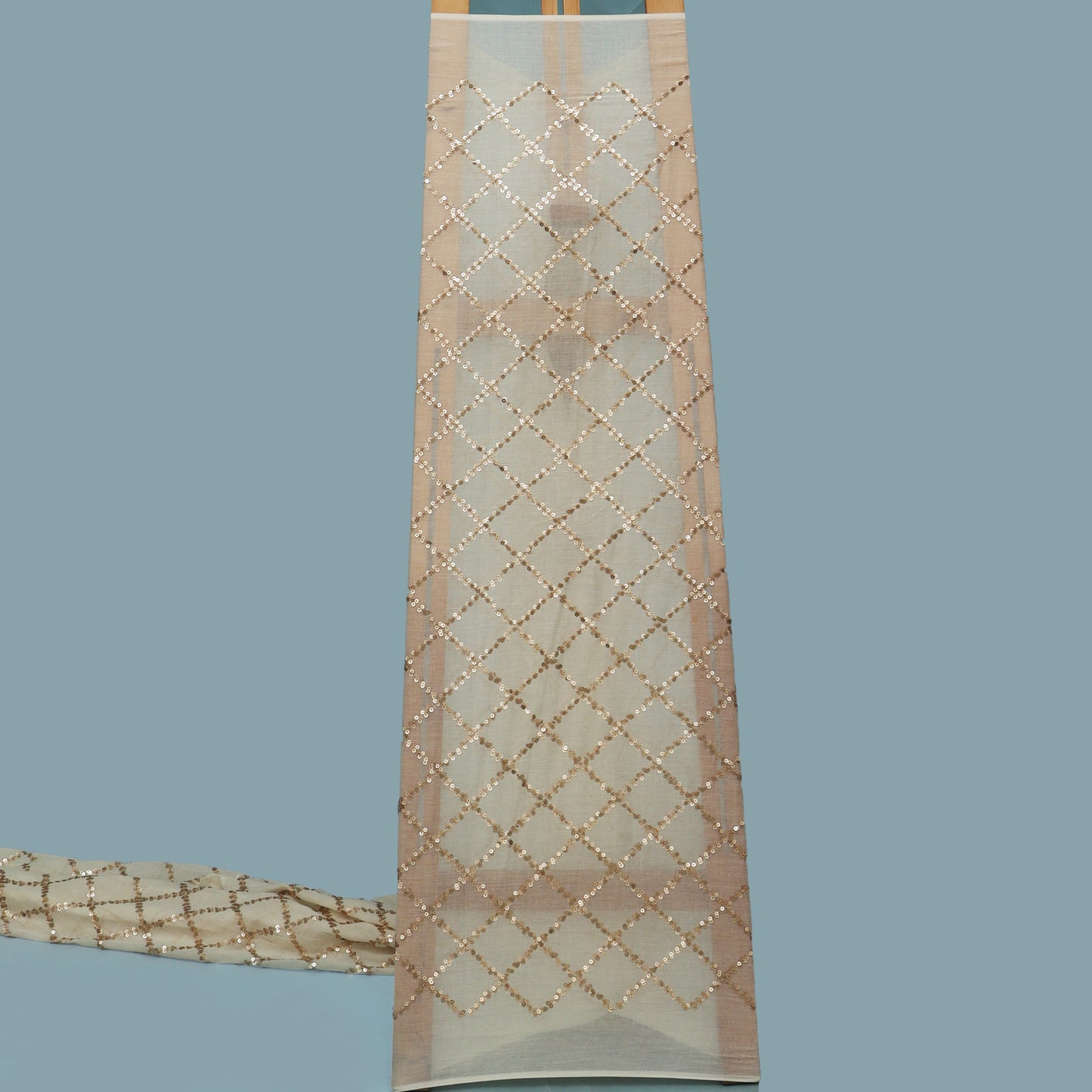 White Color Kora Cotton Embroidery Fabric