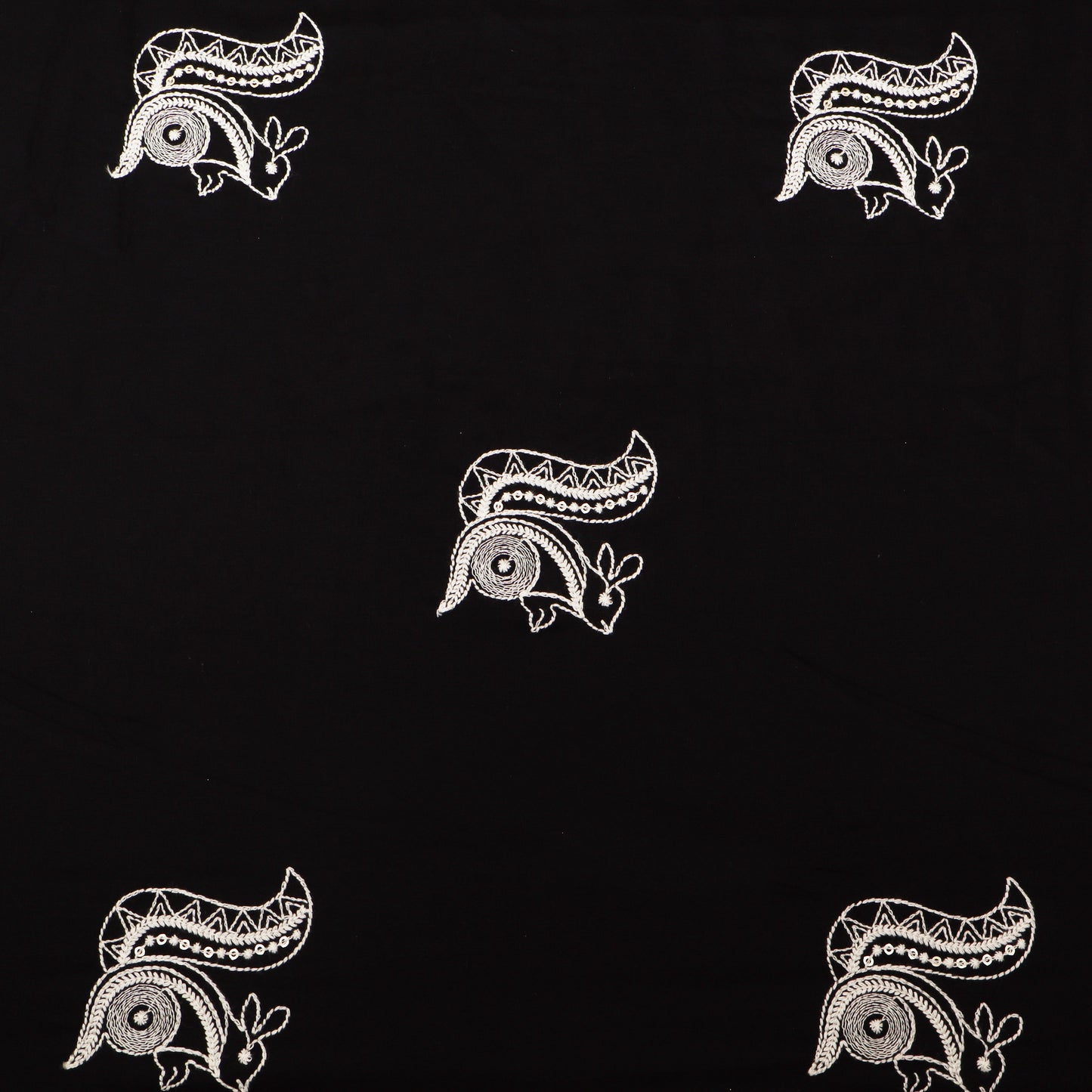 Black Color Cotton Embroidery Fabric