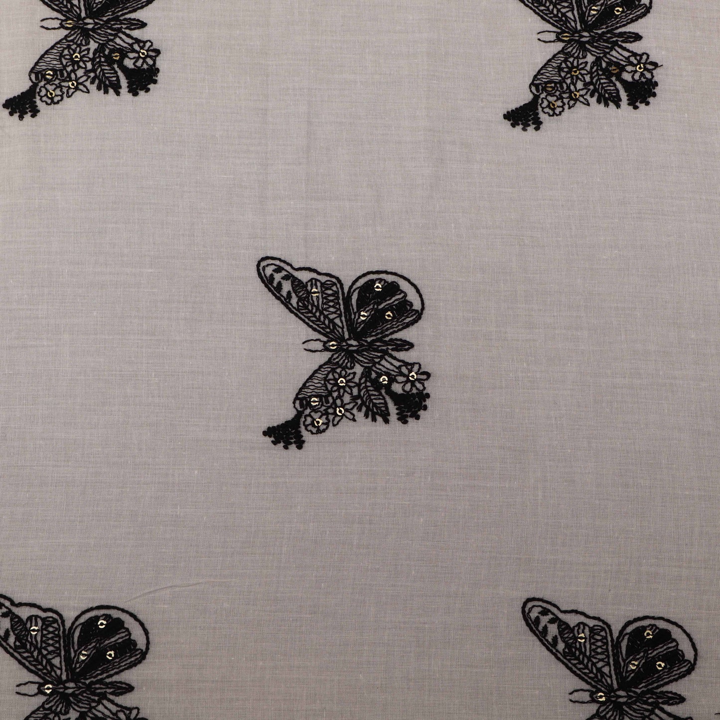 White Color Cotton Embroidery Fabric