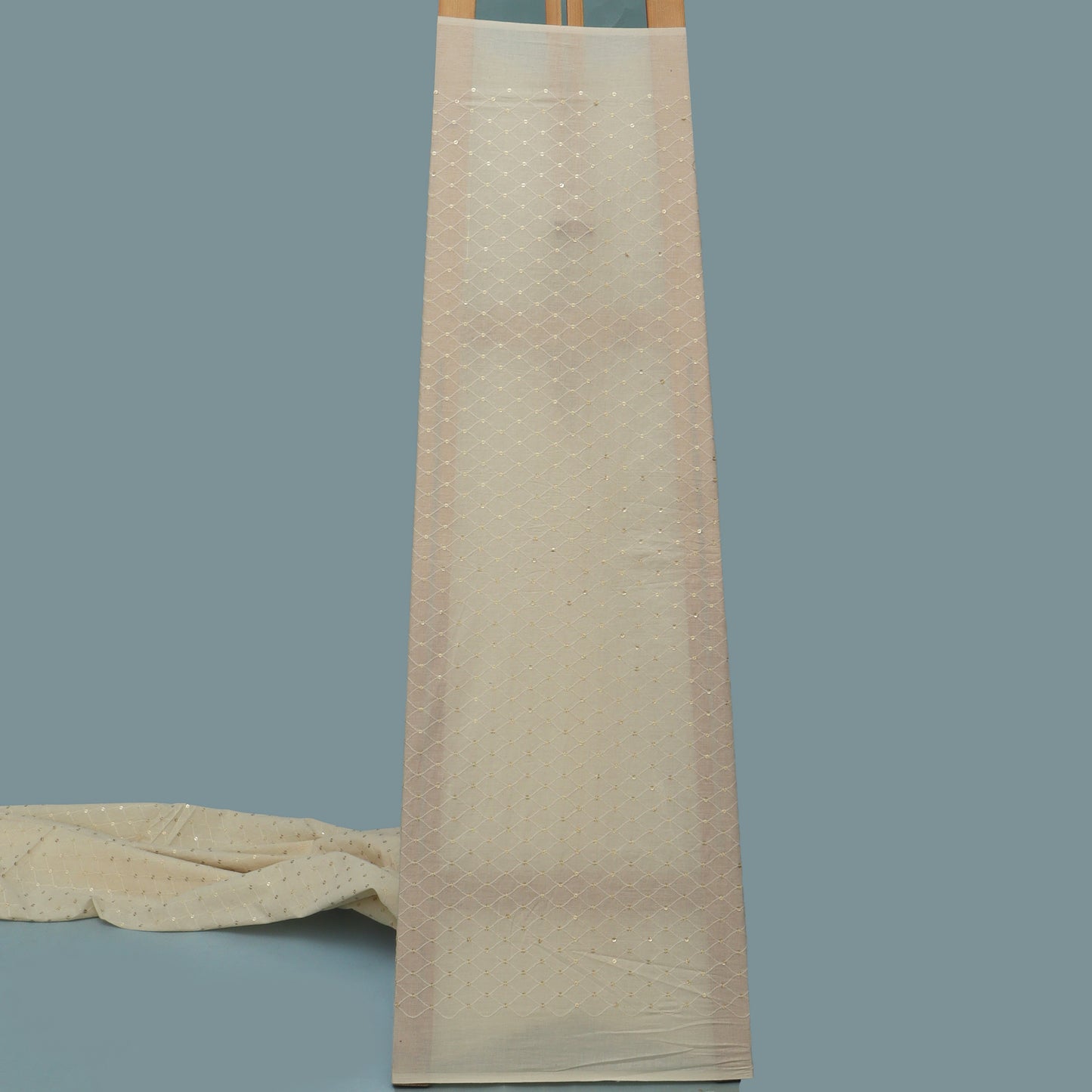 Off White Color Kora Cotton Embroidery Fabric