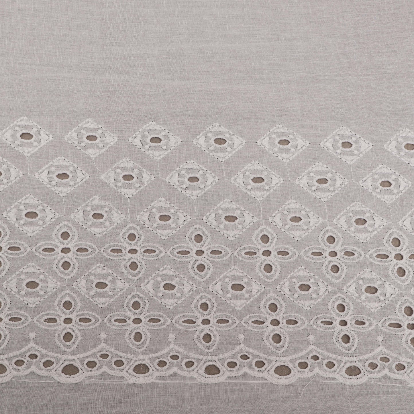 White Color Cotton Chikan Fabric