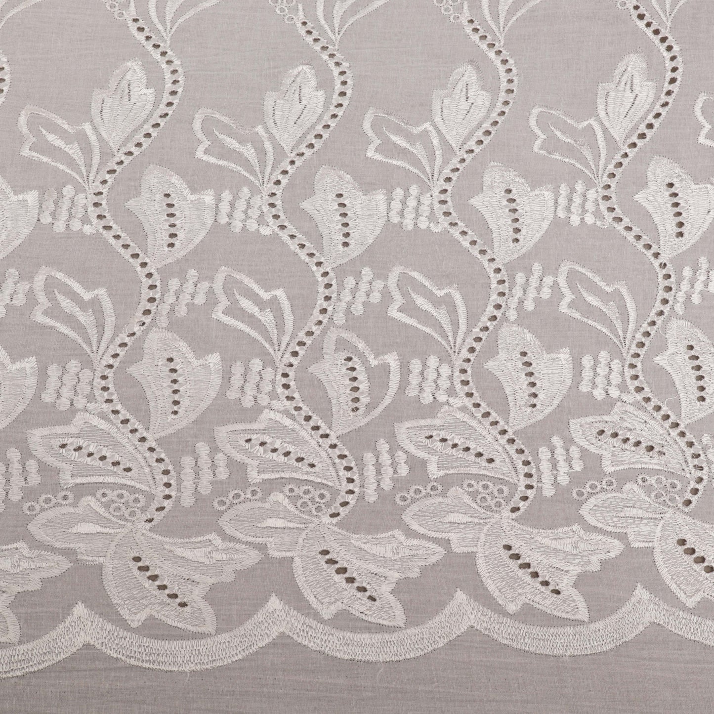 White Color Cotton Chikan Plazoo Fabric