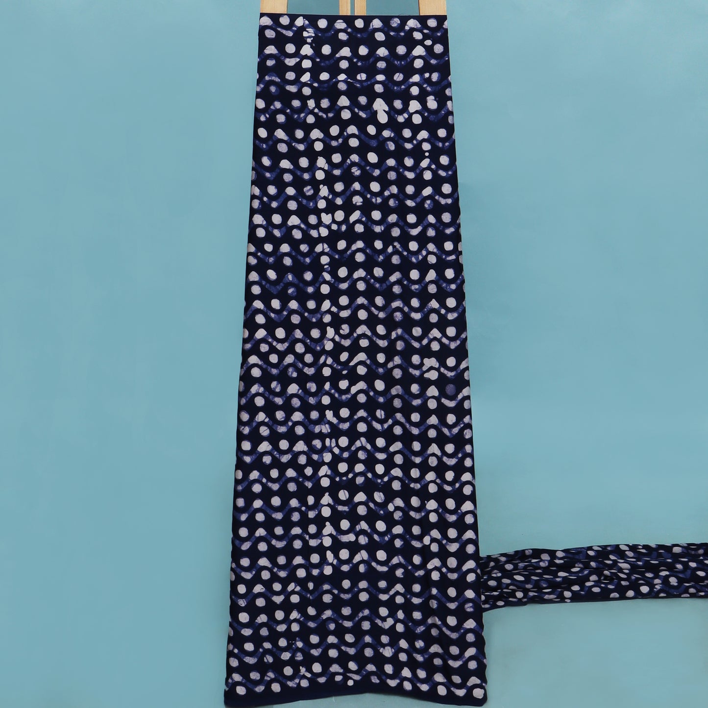 Blue Color Modal Satin Print Fabric