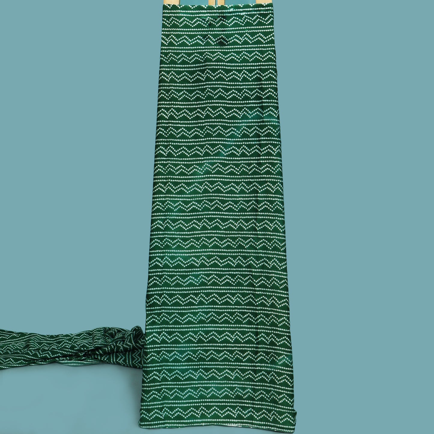 Green Color Modal Satin Print Fabric