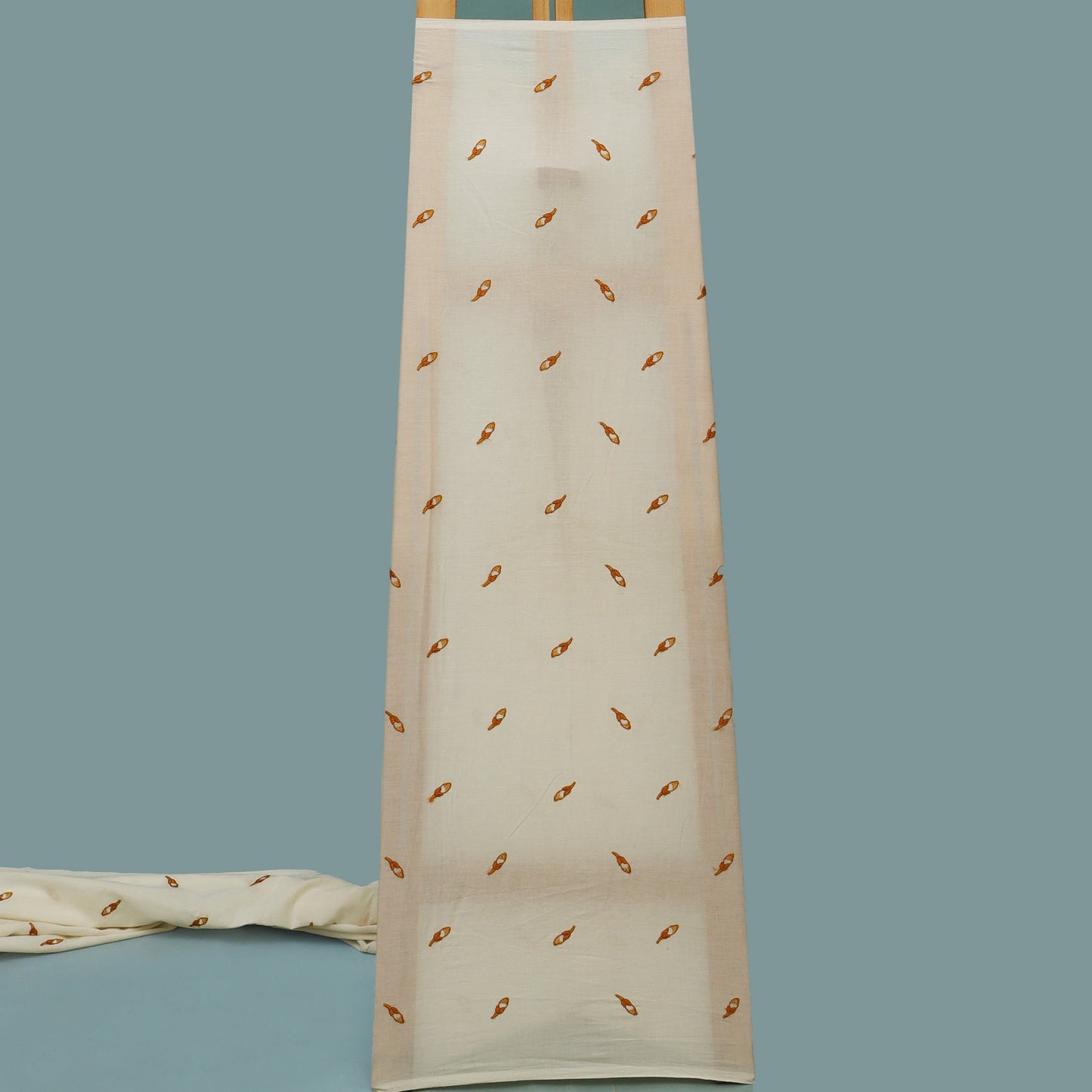 Off White Color Kora Cotton Embroidery Fabric