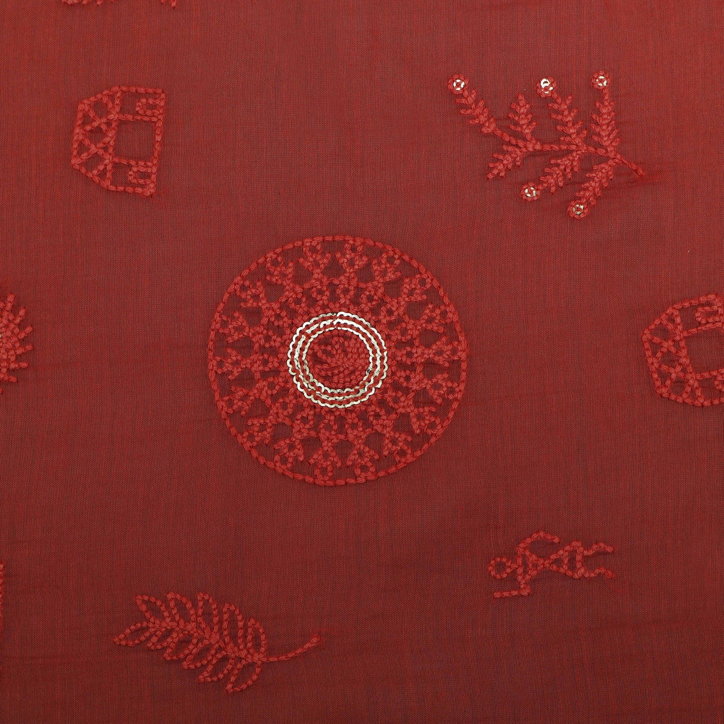 Colored Color Chanderi Embroidery Fabric