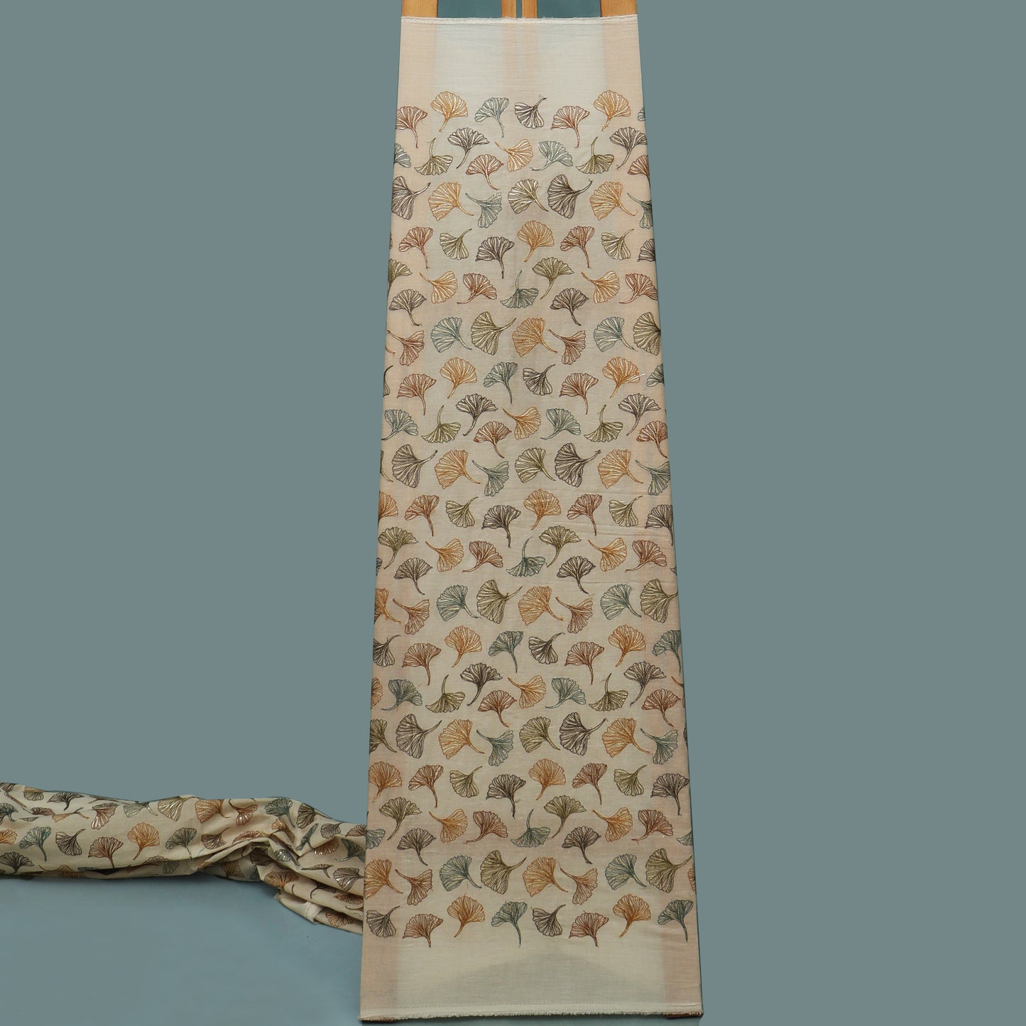 Off White Color Kora Cotton Embroidery Fabric