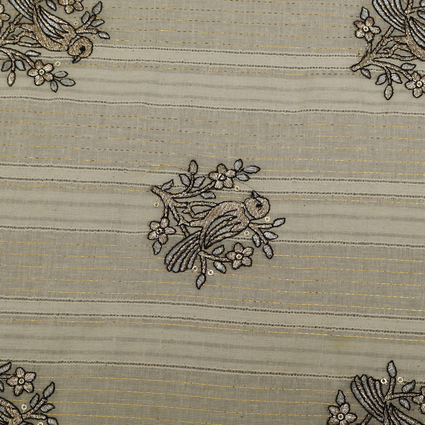 Off White Cotton Linen Jaquard Embroidery Fabric