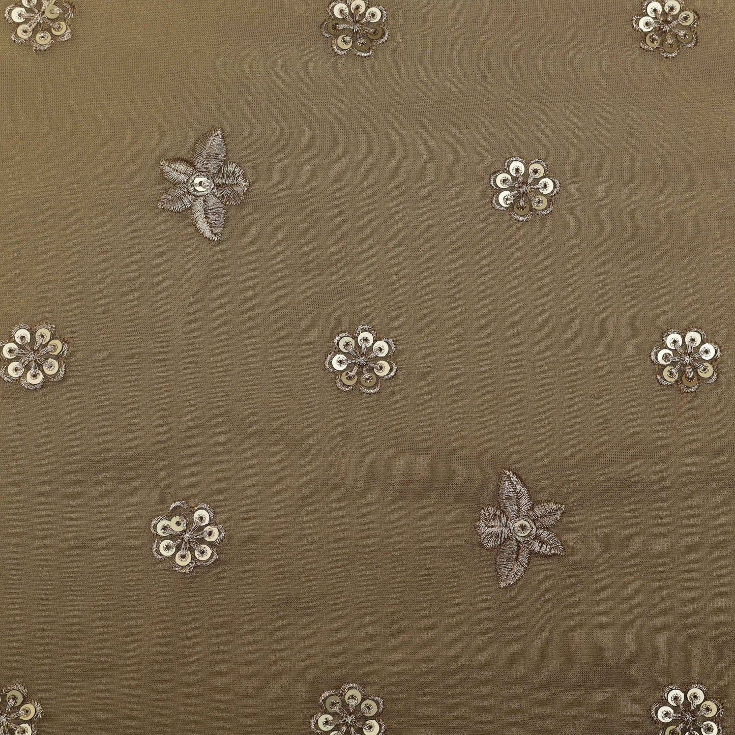 Beige Color Tissue Sequins Booti Fabric