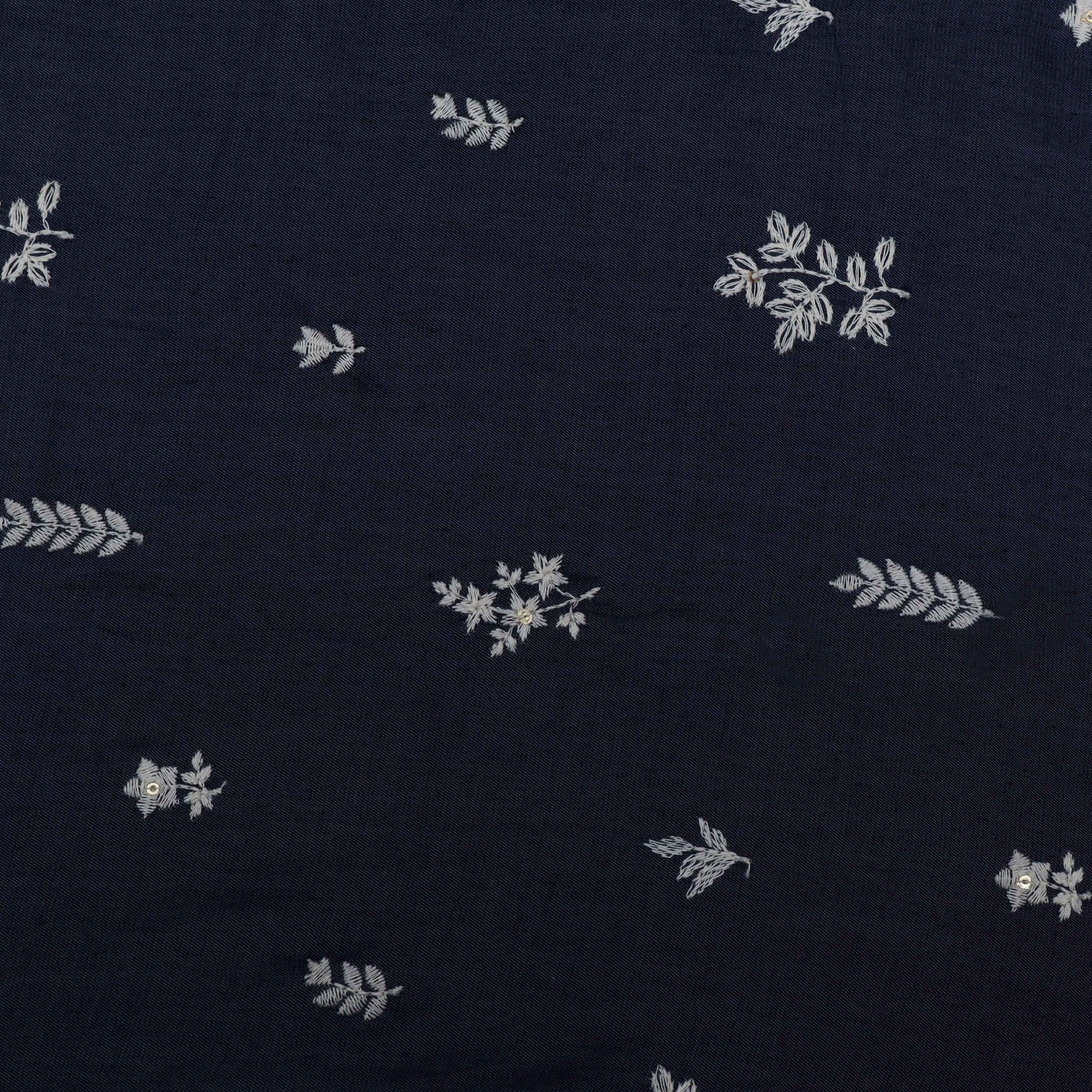 Blue Color Denim Booti Fabric