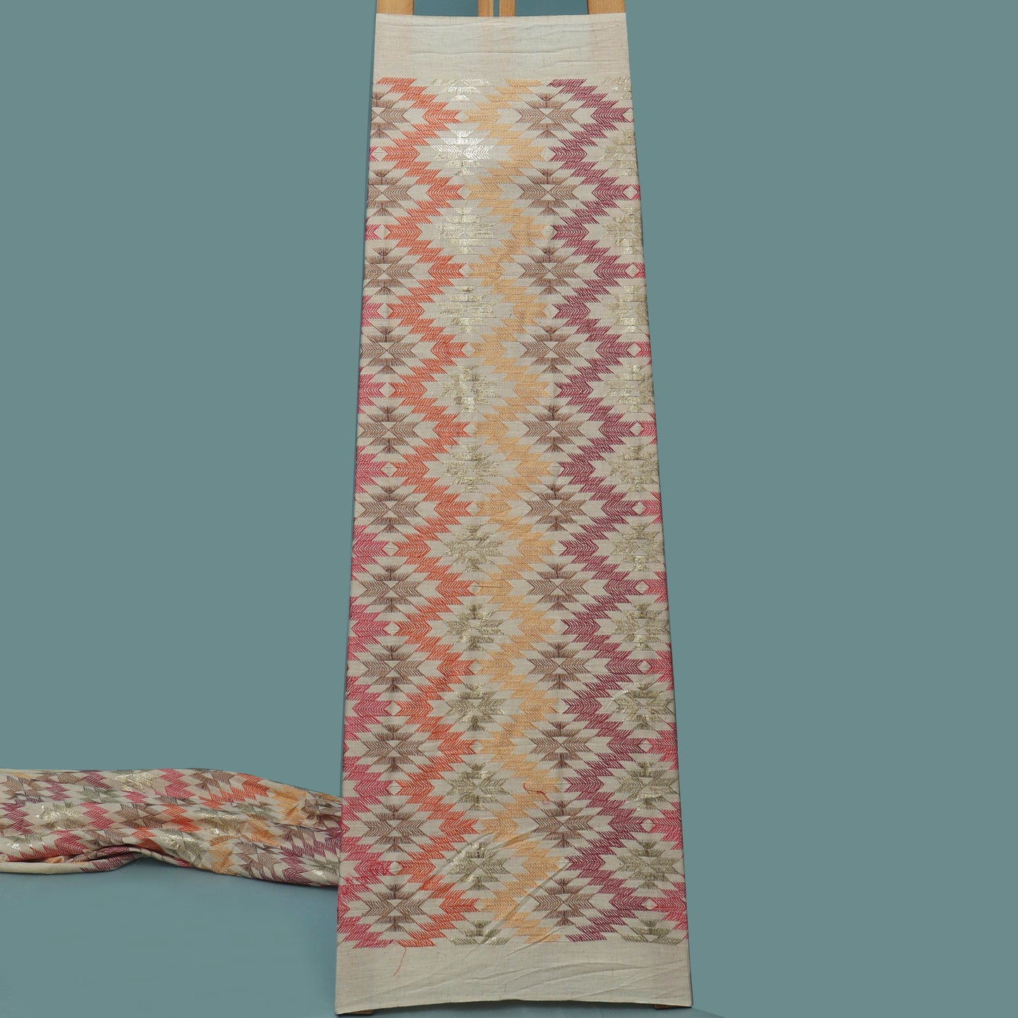 Off White Organic Cotton Embroidery Fabric
