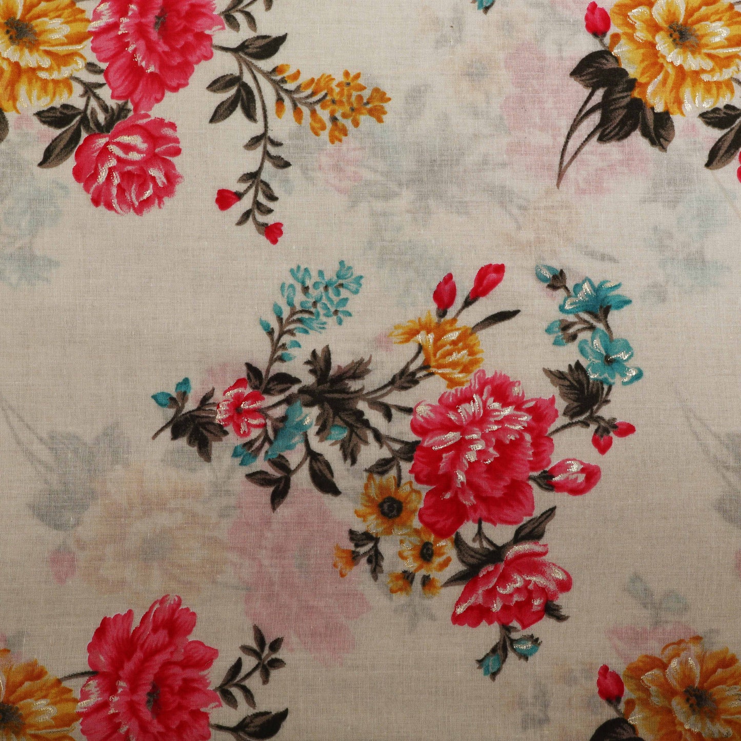 Multi Colored Mulmul Foil Print Fabric