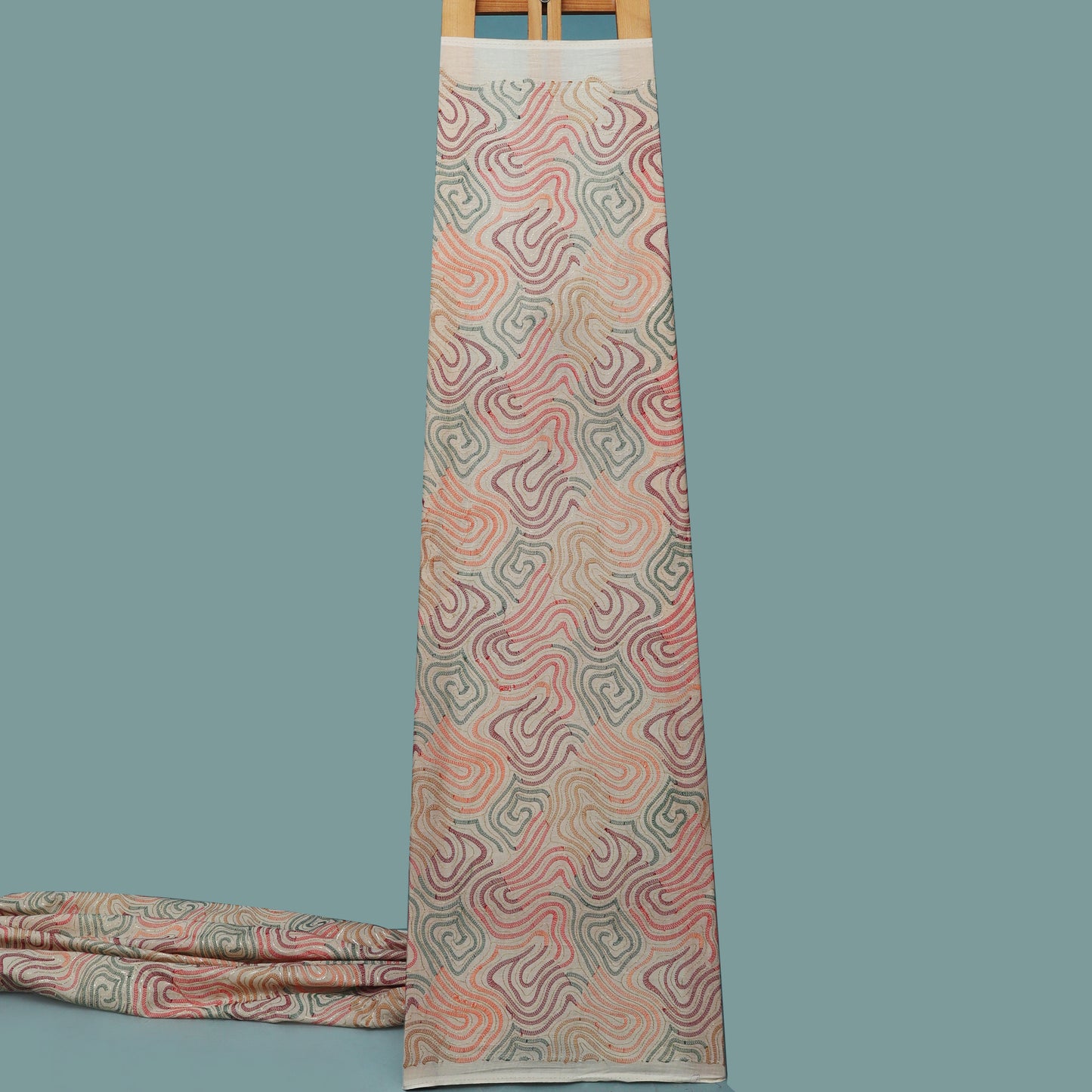 Cream Color Kora Cotton Embroidery Fabric