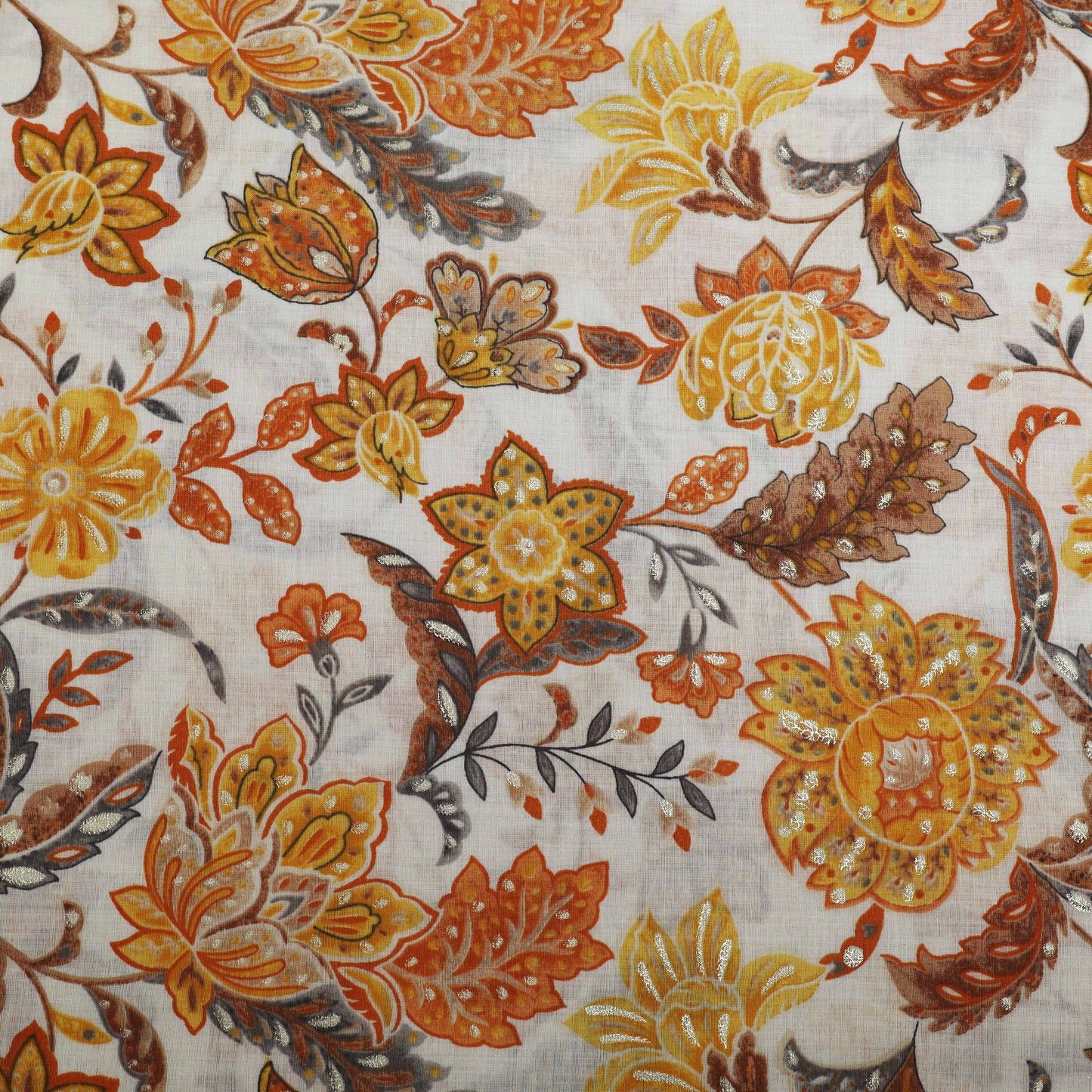 Multi Colored Mulmul Foil Print Fabric