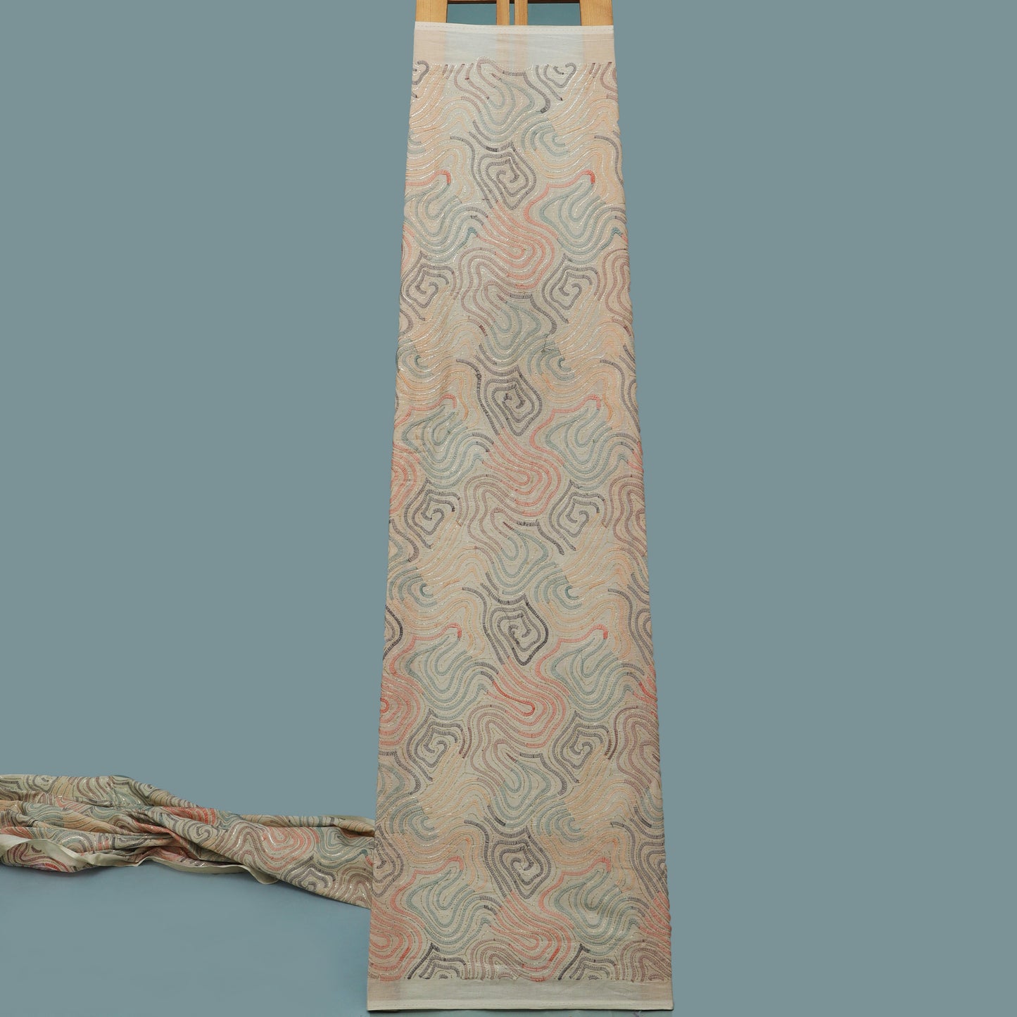 Cream Color Kora Cotton Embroidery Fabric