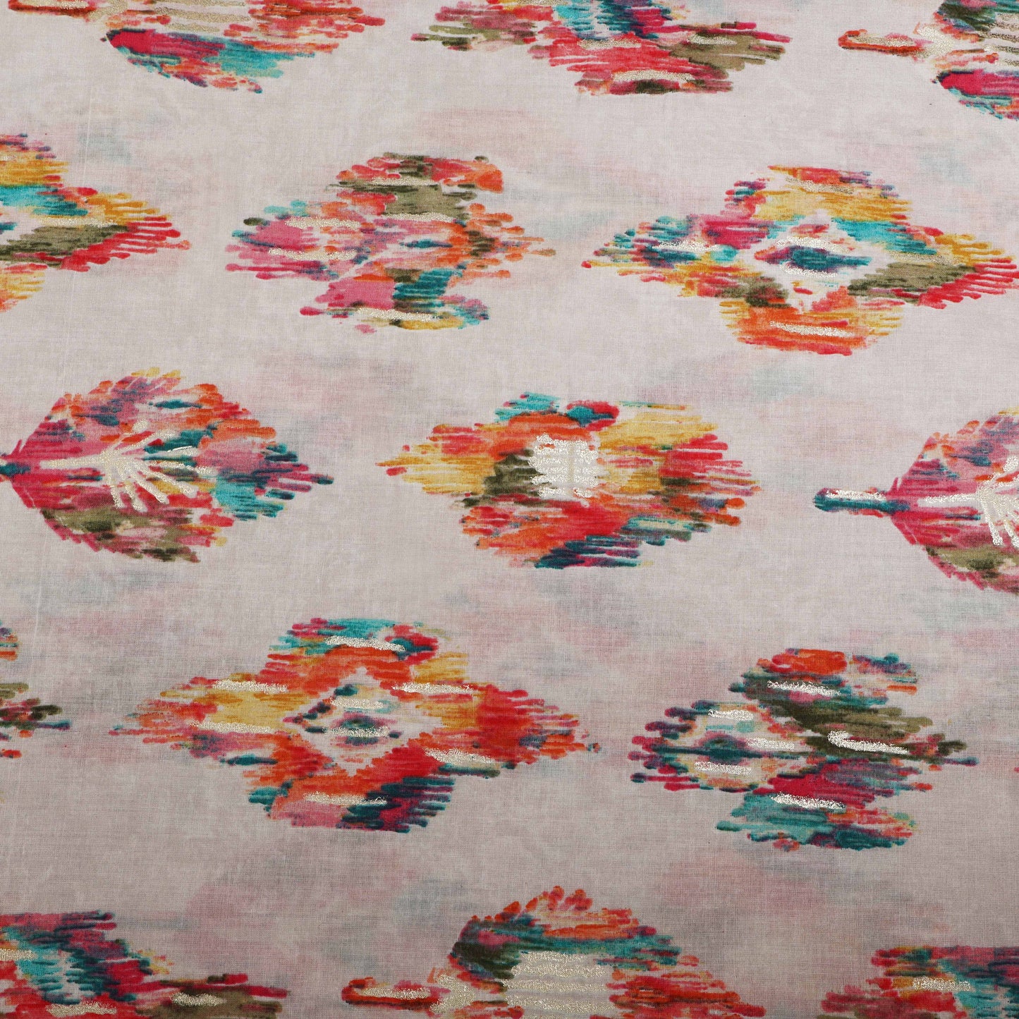 Multi Colored Mulmul Foil Print Fabric