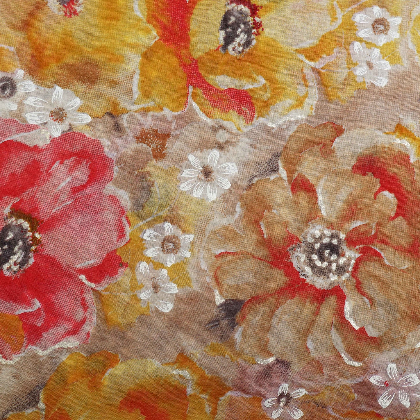 Multi Colored Mulmul Foil Print Fabric