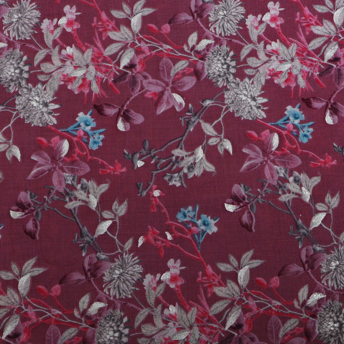 Multi Colored Mulmul Foil Print Fabric