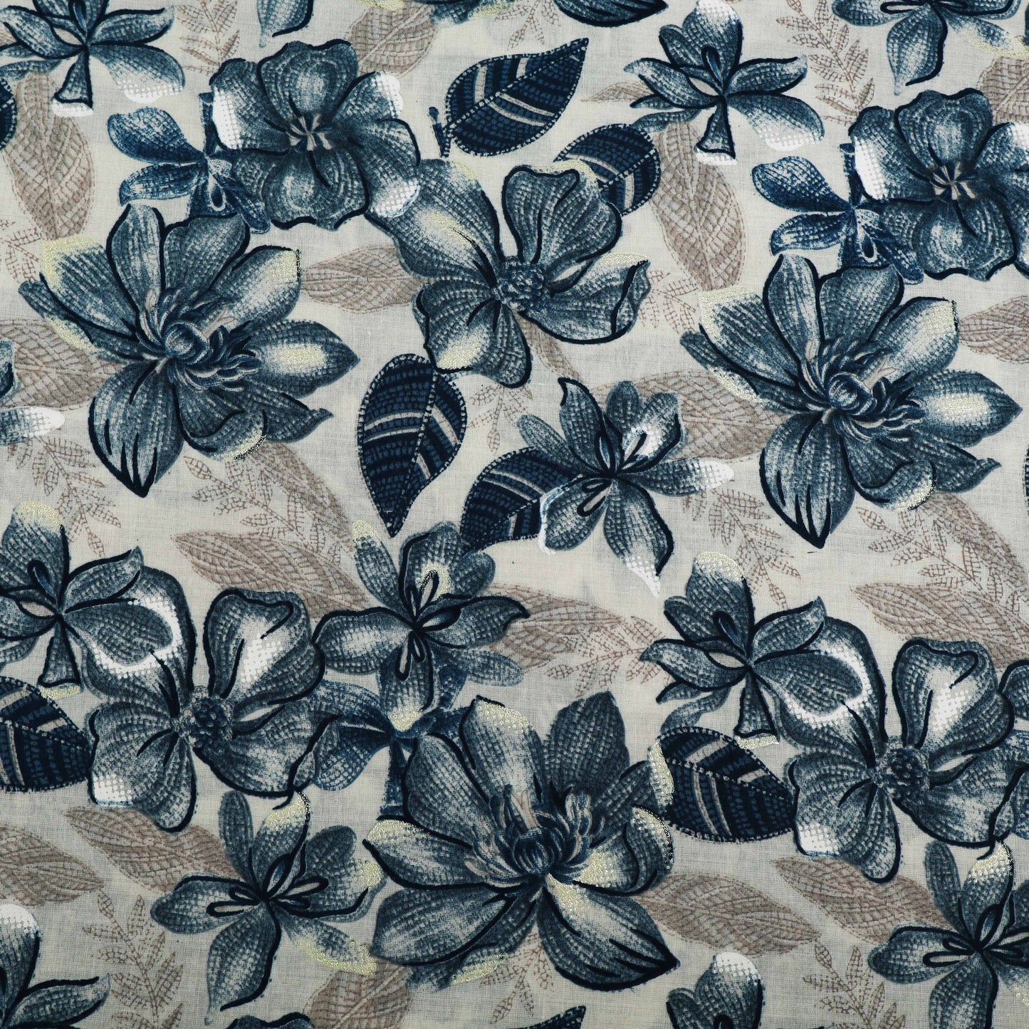 Multi Colored Mulmul Foil Print Fabric