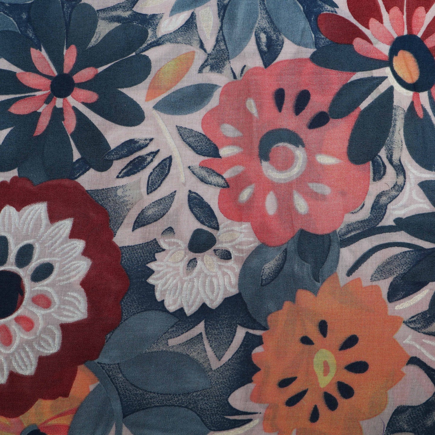 Multi Colored Mulmul Foil Print Fabric