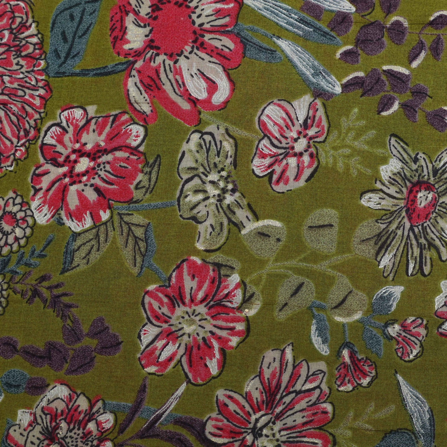 Multi Colored Mulmul Foil Print Fabric