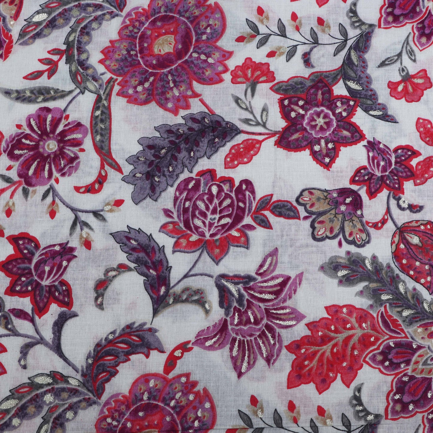 Multi Colored Mulmul Foil Print Fabric