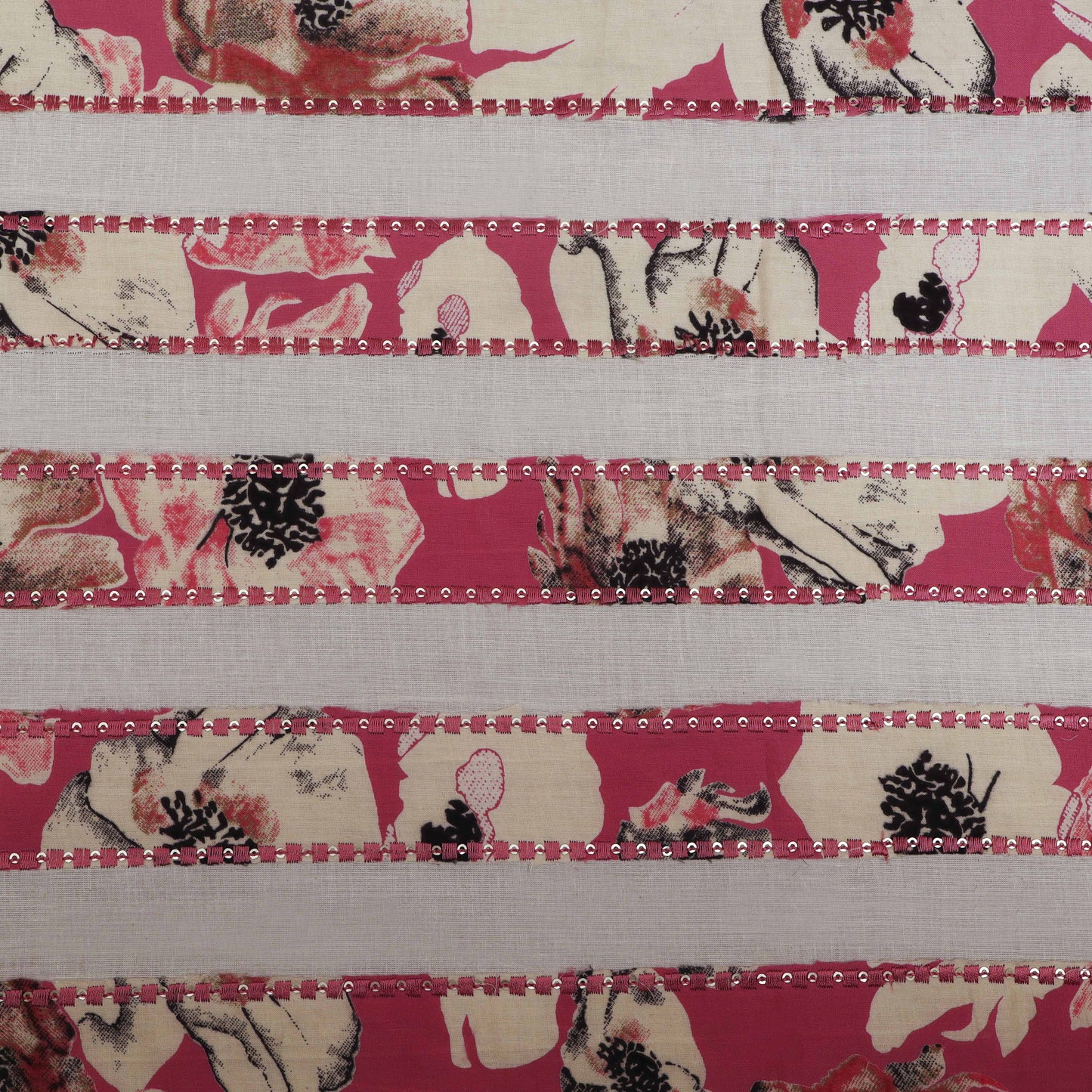 Off White Color Kora Cotton Embroidery Fabric