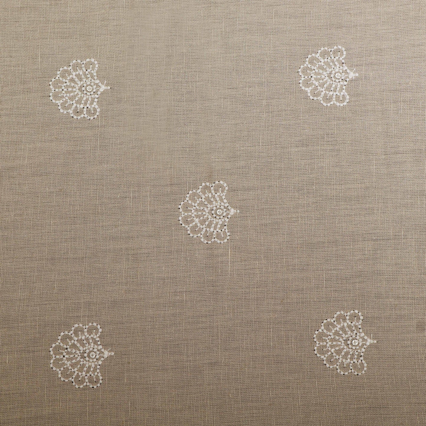 Beige Color Kora Cotton Embroidery Fabric