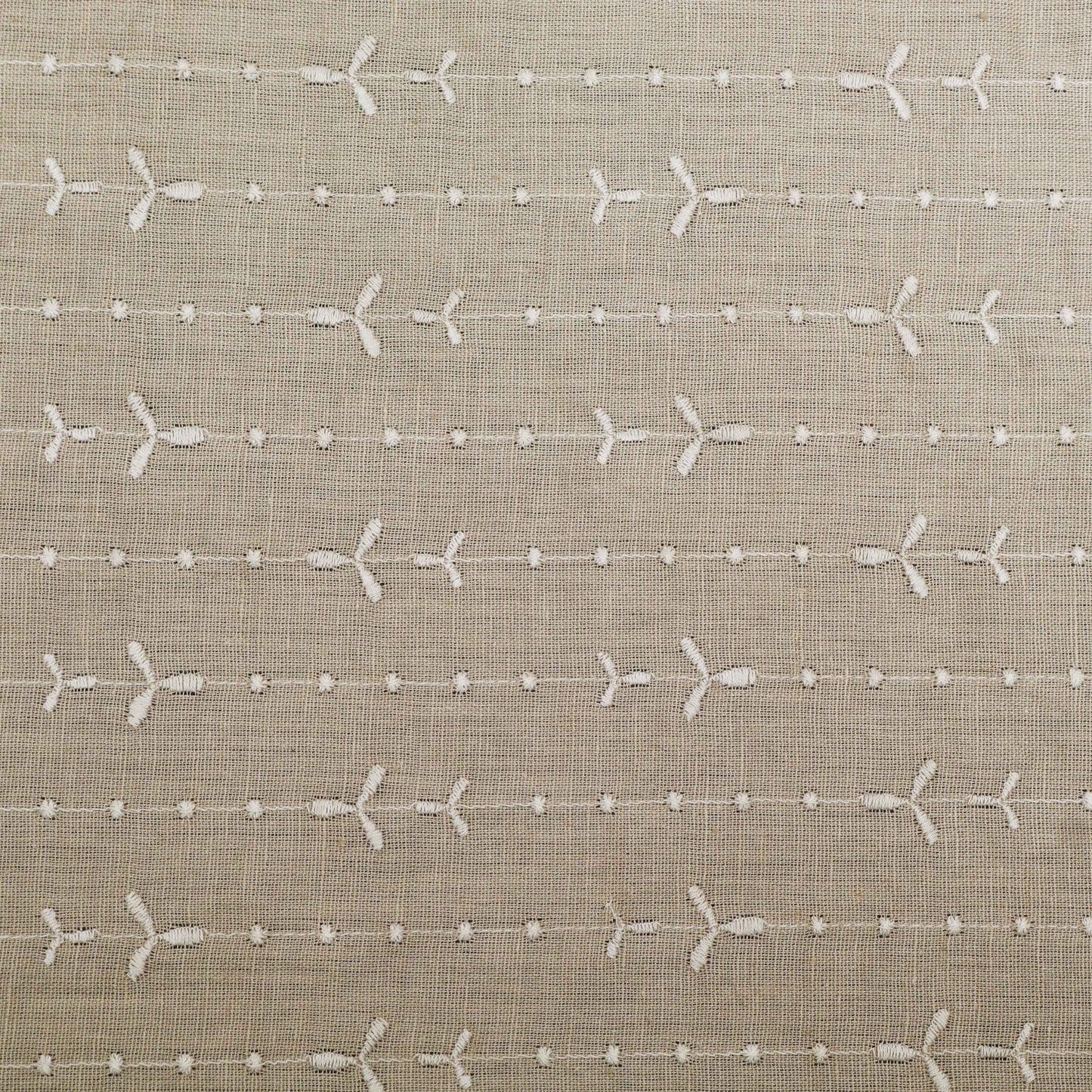 Beige Color Kora Cotton Embroidery Fabric