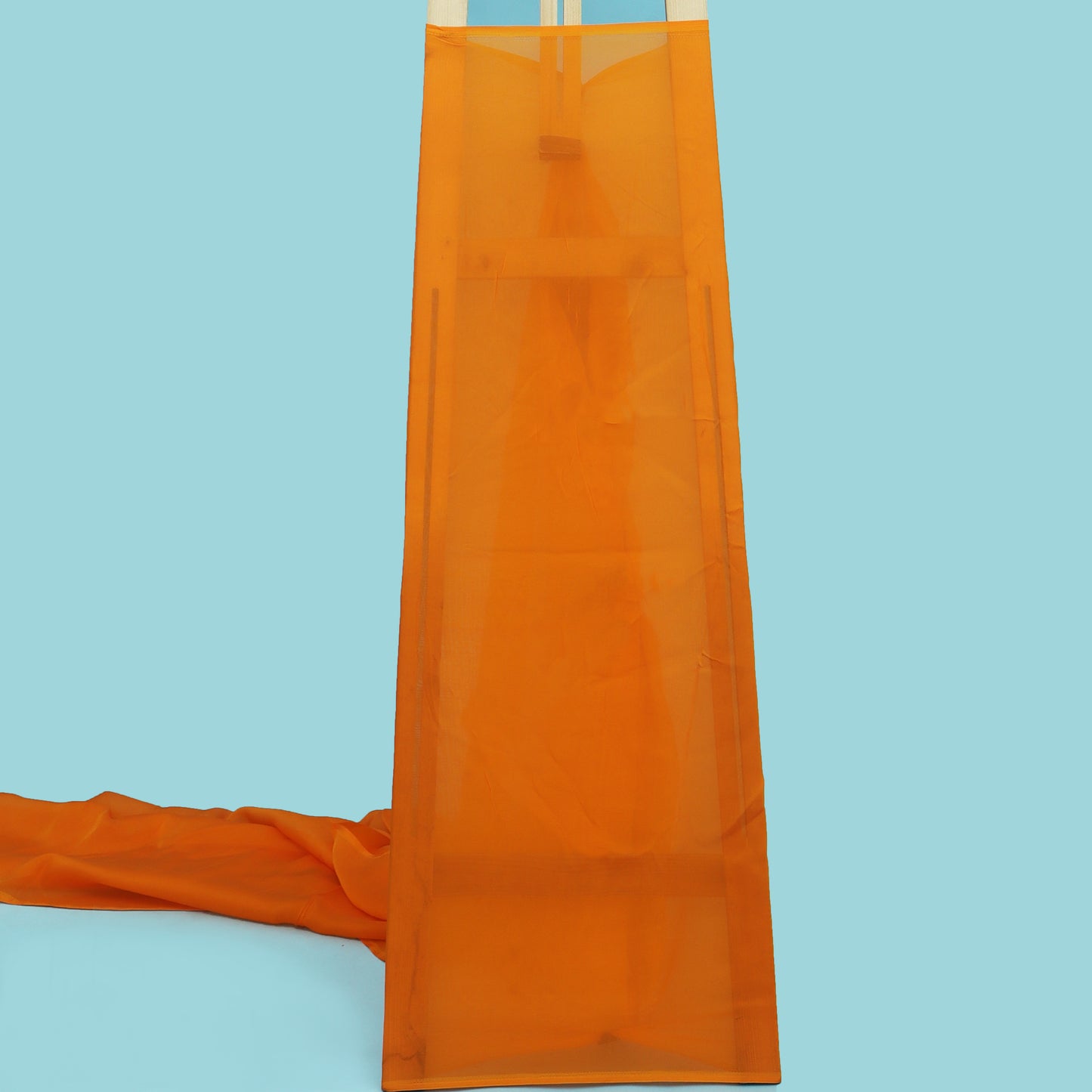 Orange Color Organza Booti Fabric
