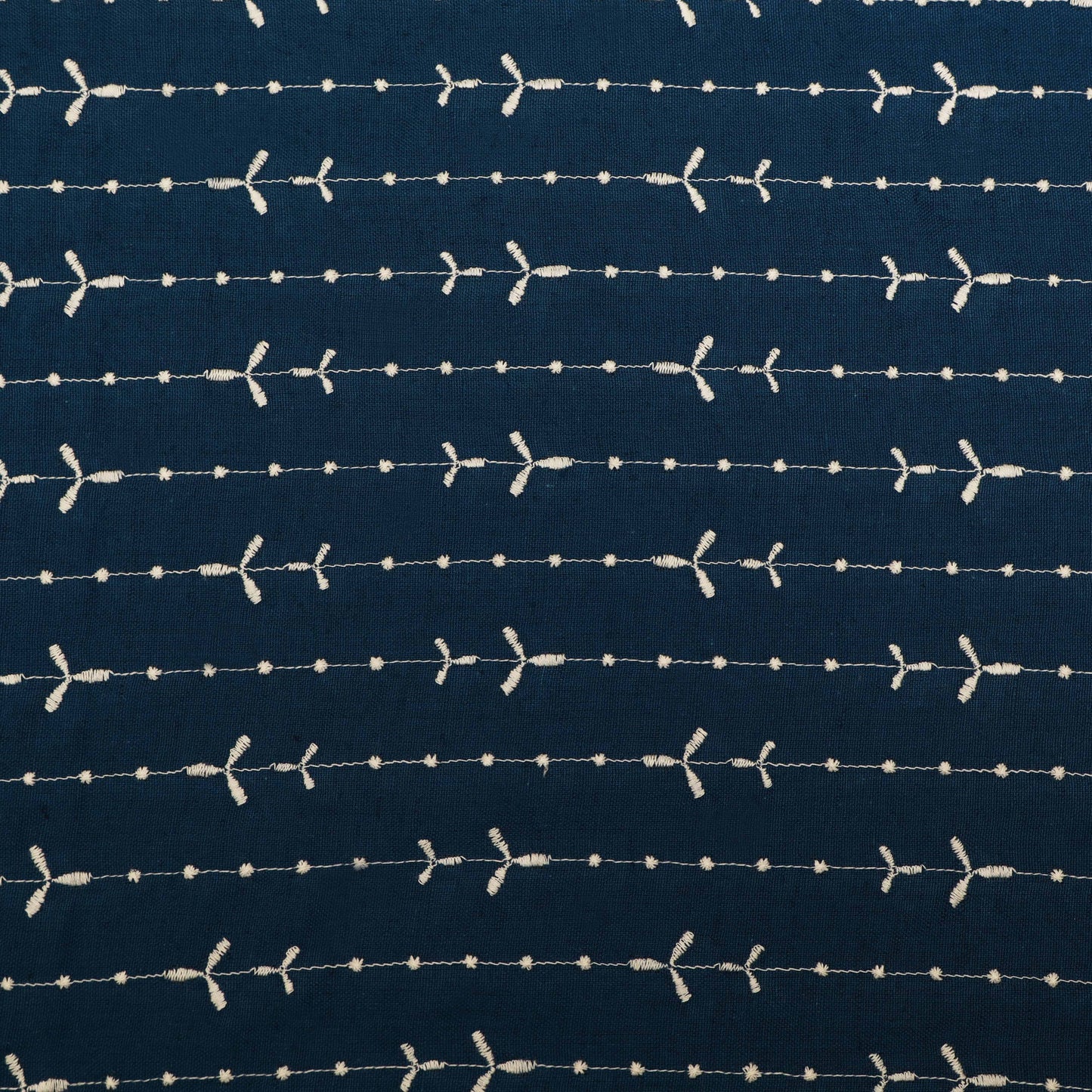 Teal Blue Color Kora Cotton Embroidery Fabric