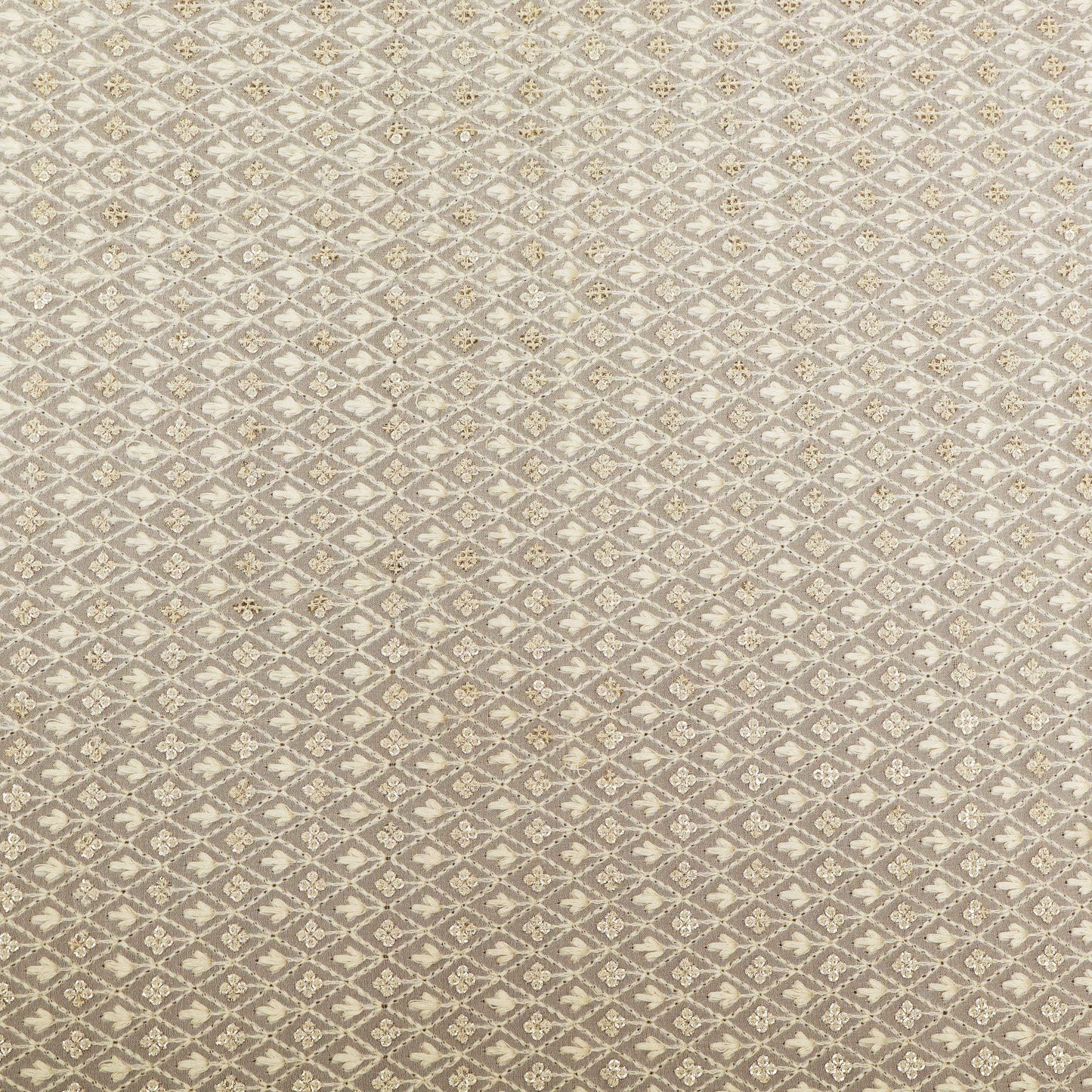 White Color Georgette Embroidery Fabric