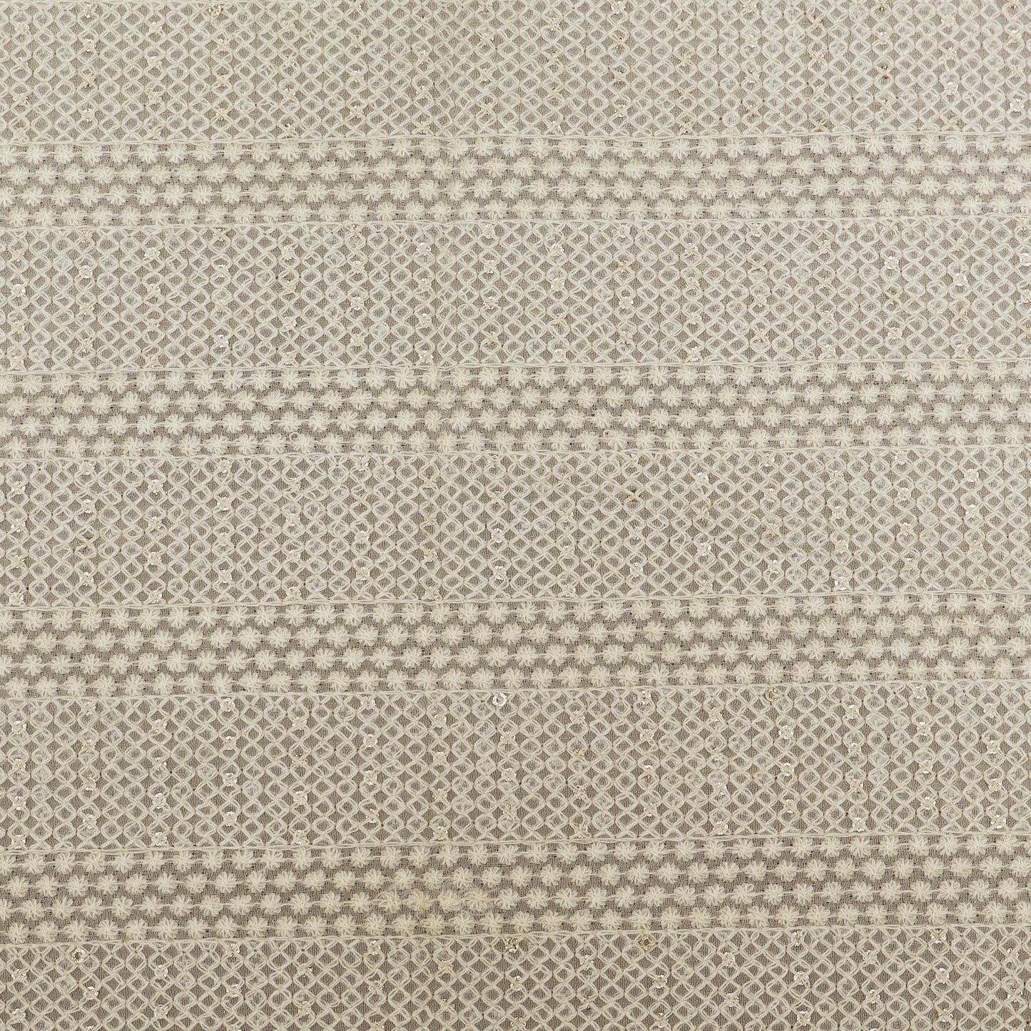 White Color Georgette Embroidery Fabric