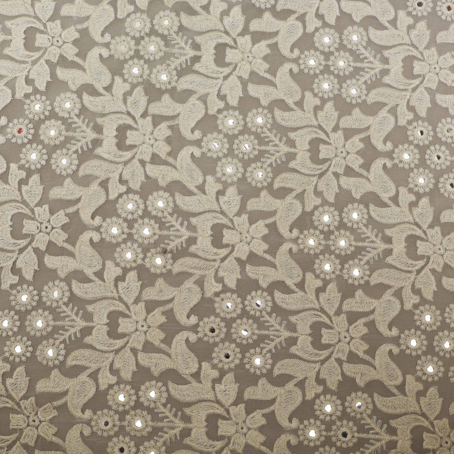 White Color Georgette Embroidery Fabric