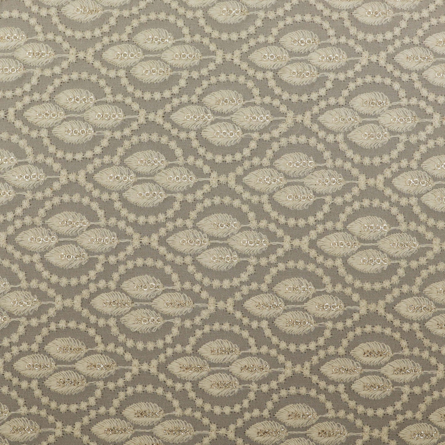 White Color Georgette Embroidery Fabric