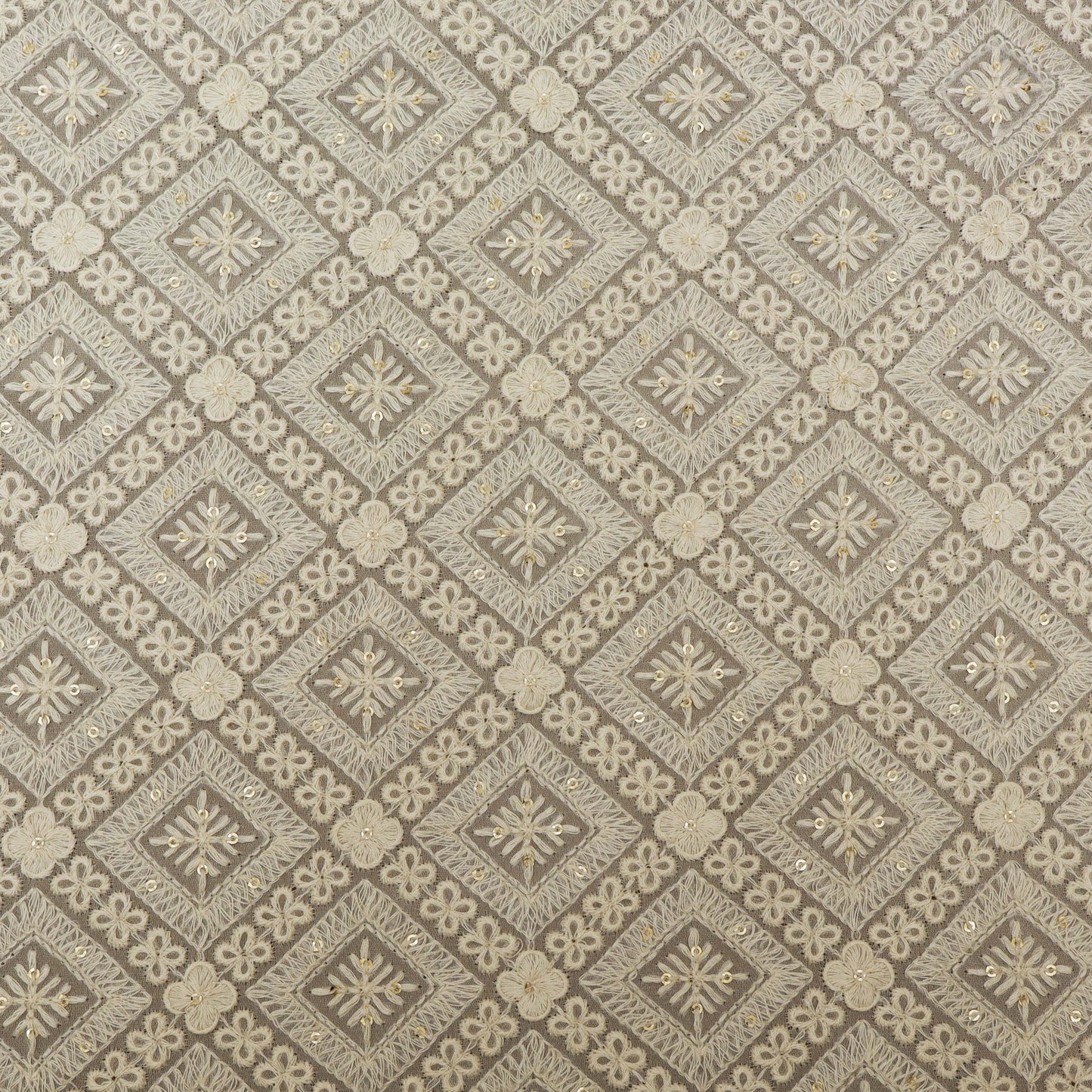 White Color Georgette Embroidery Fabric