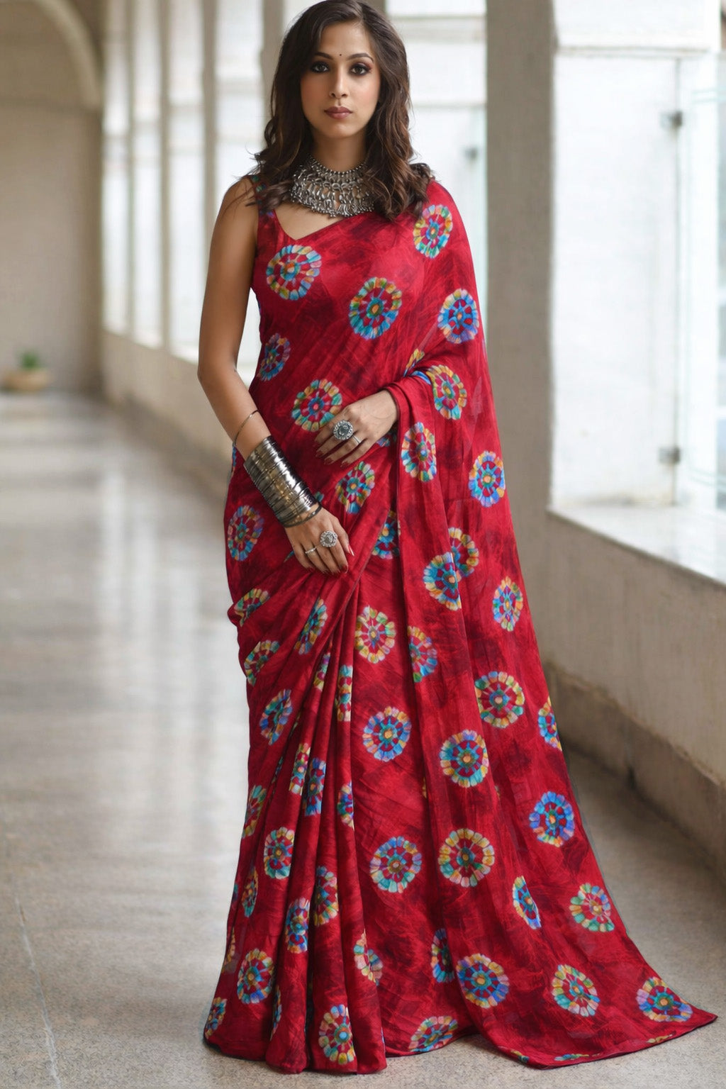 Pure Bandhani Meena Brocade Fabric