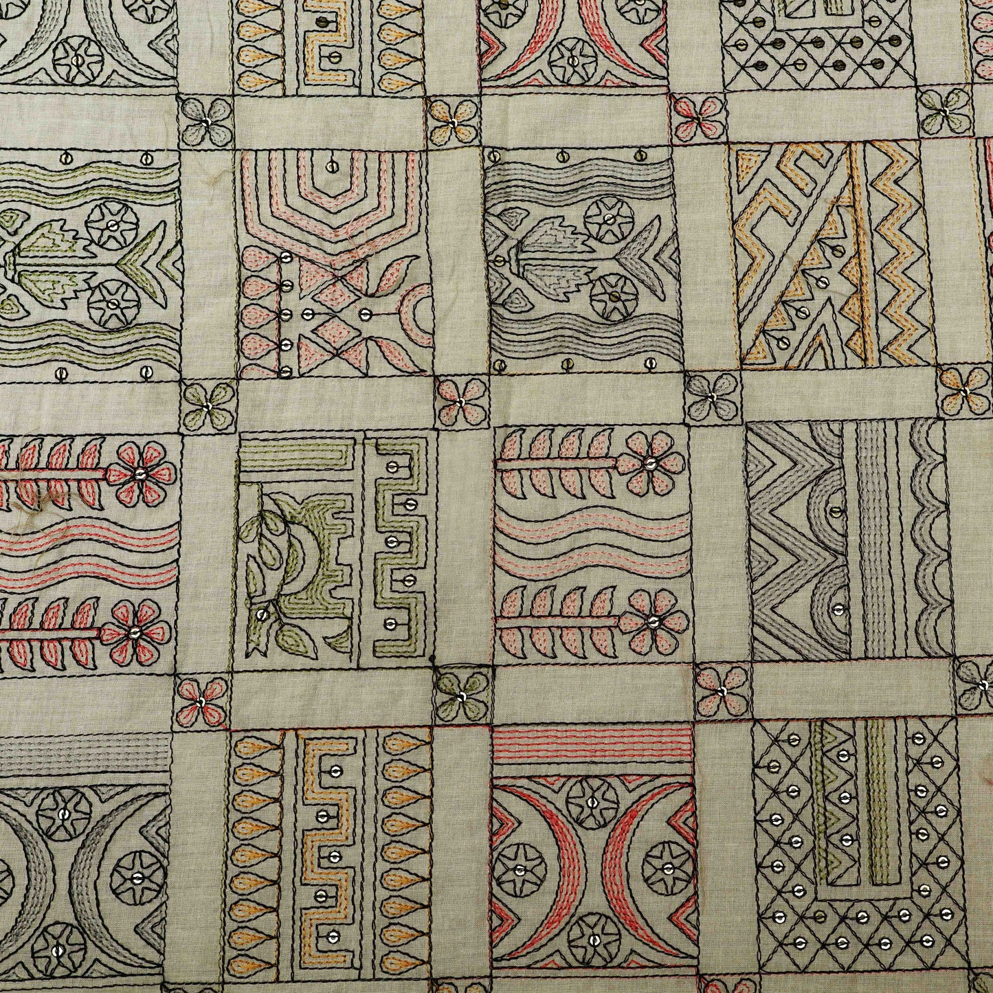 Green Color Cotton Embroidery Fabric