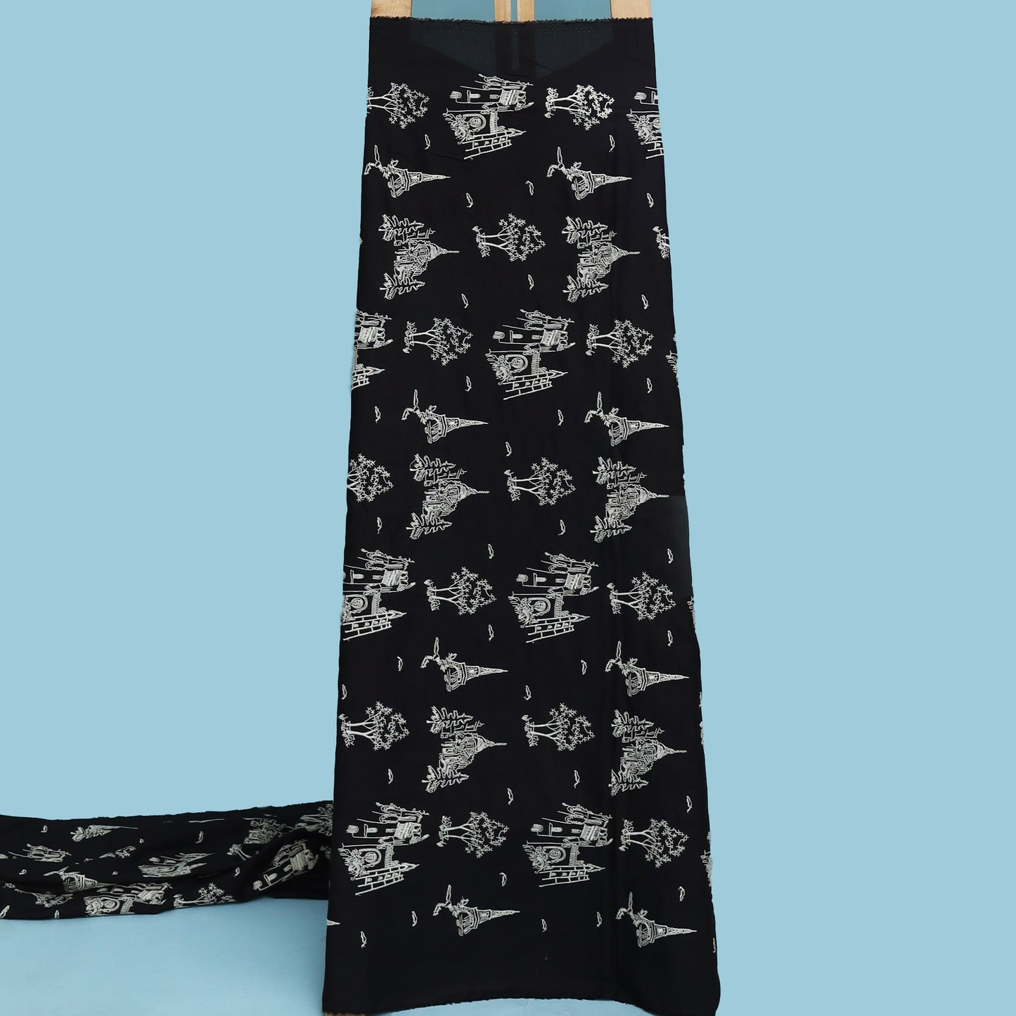 Black Color Cotton Embroidery Fabric