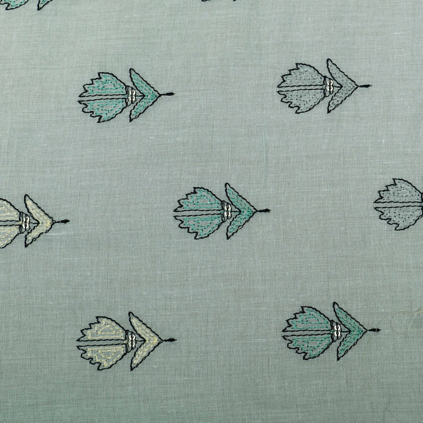 Sky Blue Color Cotton Booti Fabric