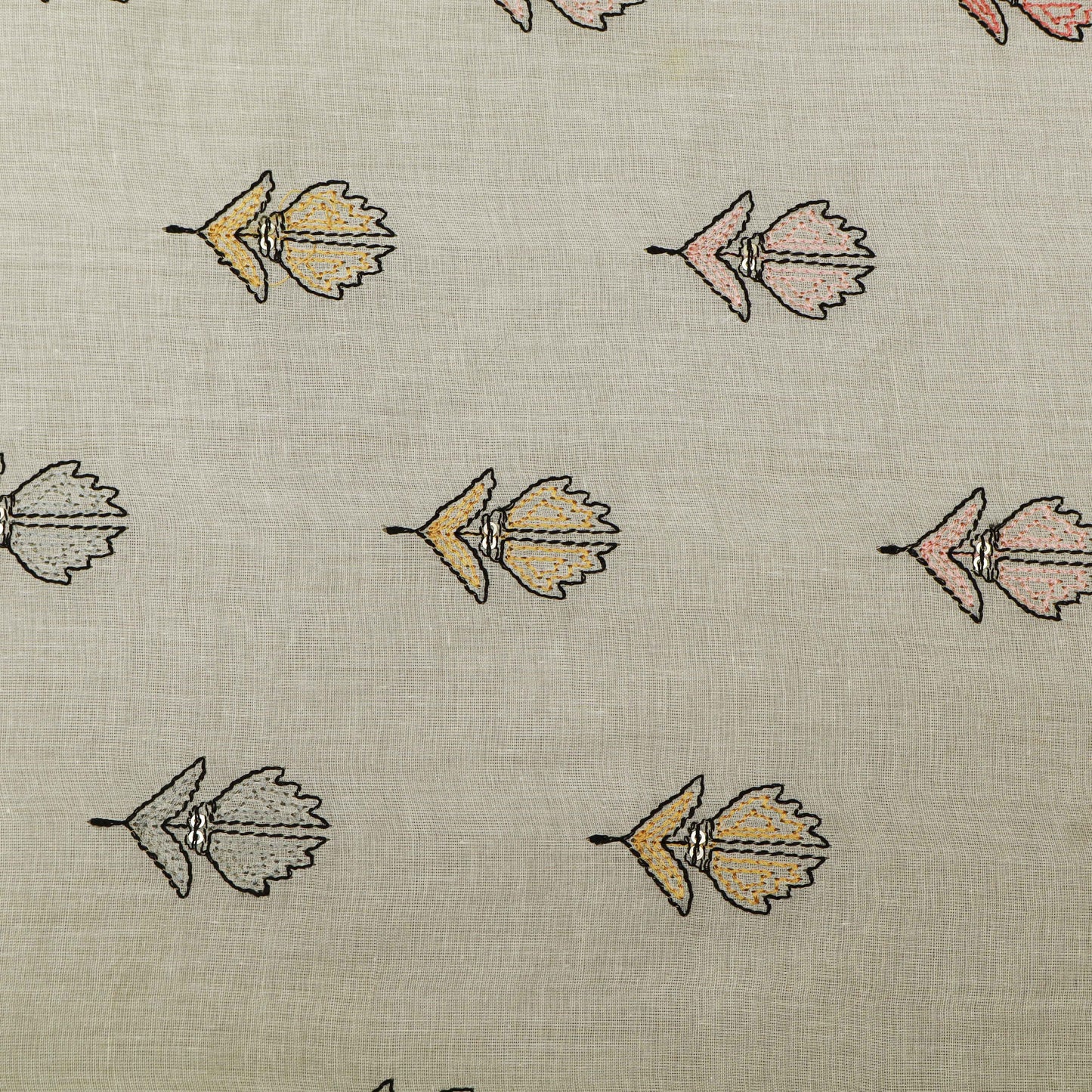 Off White Color Cotton Booti Fabric