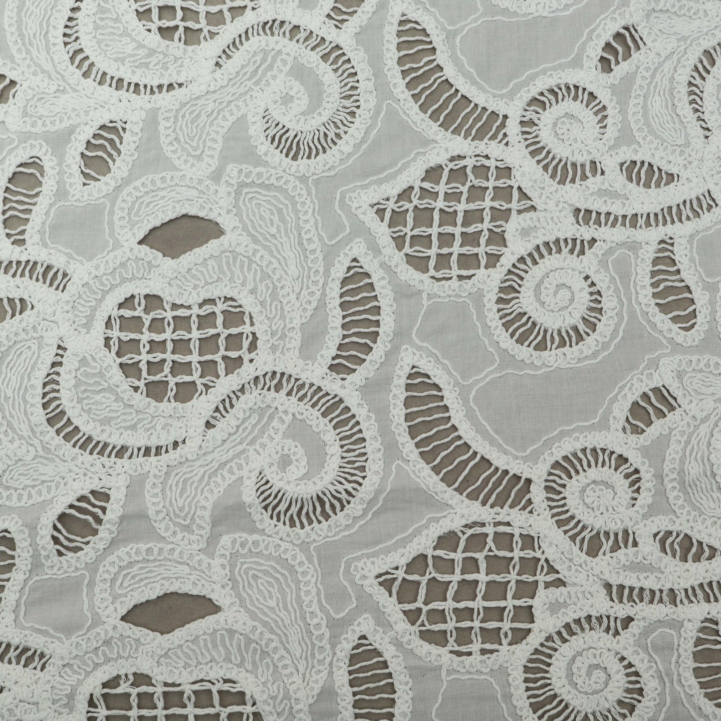 White Color Cotton Embroidery Fabric