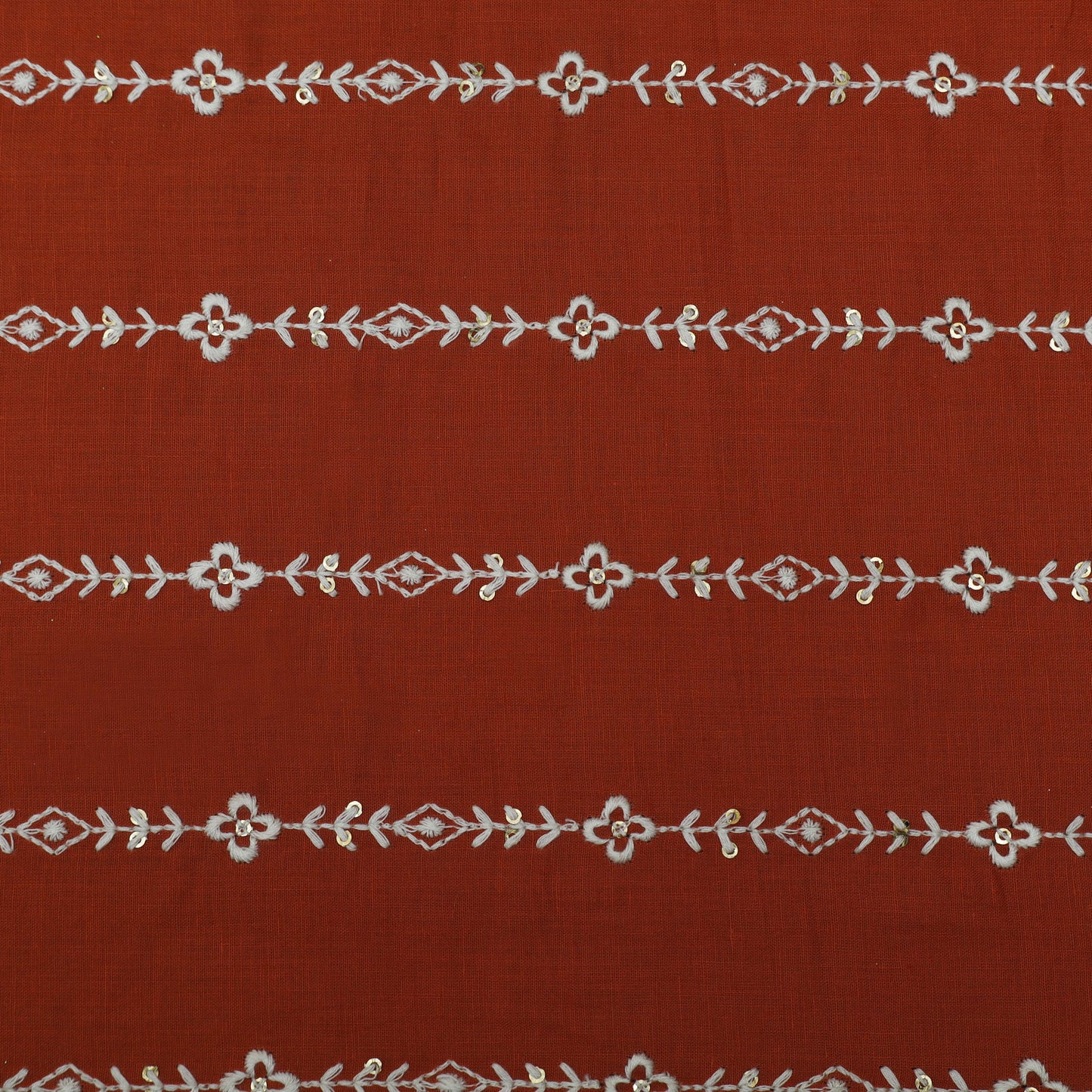Rust Color Cotton Stripe Fabric